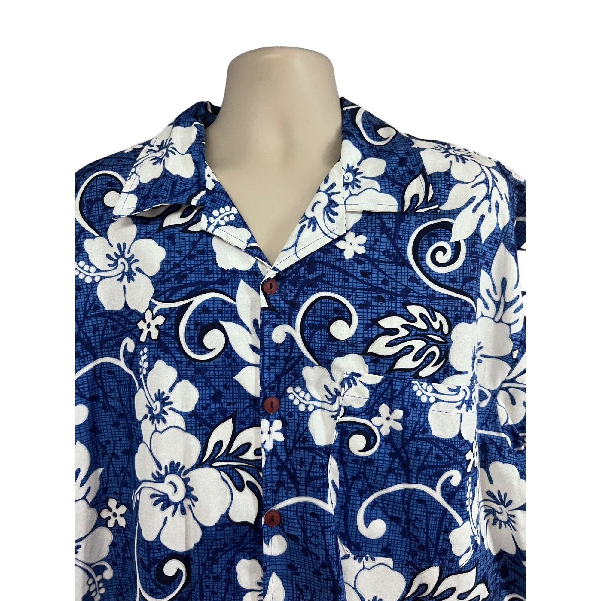 Vintage Mens Vintage Blue Floral Hawaiian Aloha Button Up Shirt 3X P Size US XXL / EU 58 / 5 - 5 Thumbnail