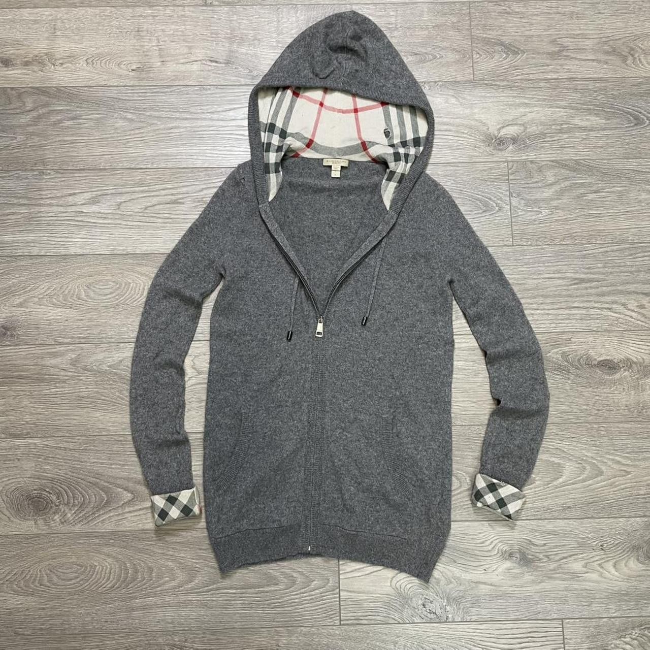 Burberry Burberry Brit Grey Cashmere Hooded Zip Jacket Size S Check Size S / US 4 / IT 40 - 1 Thumbnail