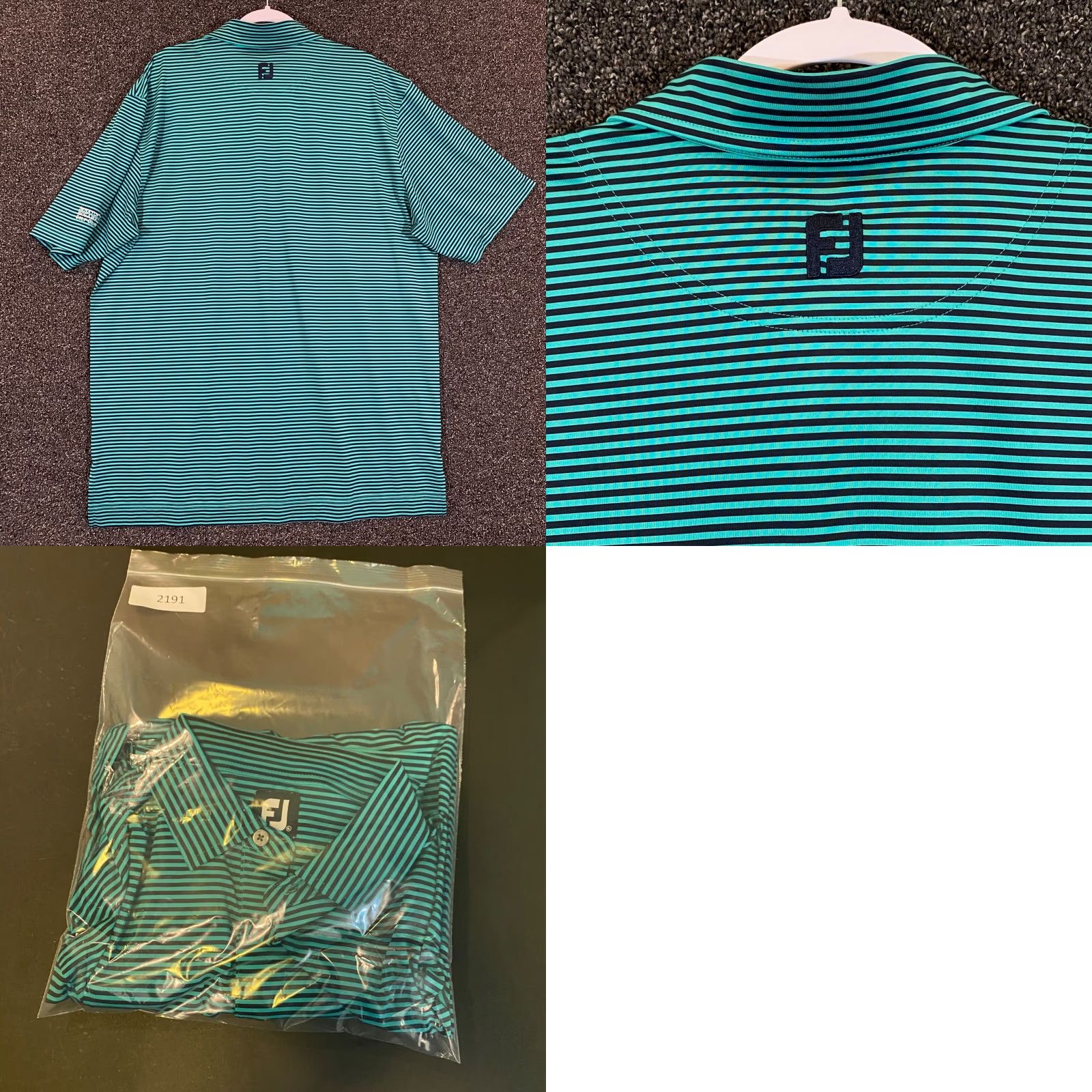 Footjoy FootJoy Polo Men XL Green Striped Rolling Green Performance Golf Shirt S/S Logo Shirt Mens Regular Size XL Green Striped Polo FootJoy Size US XL / EU 56 / 4 - 8 Thumbnail