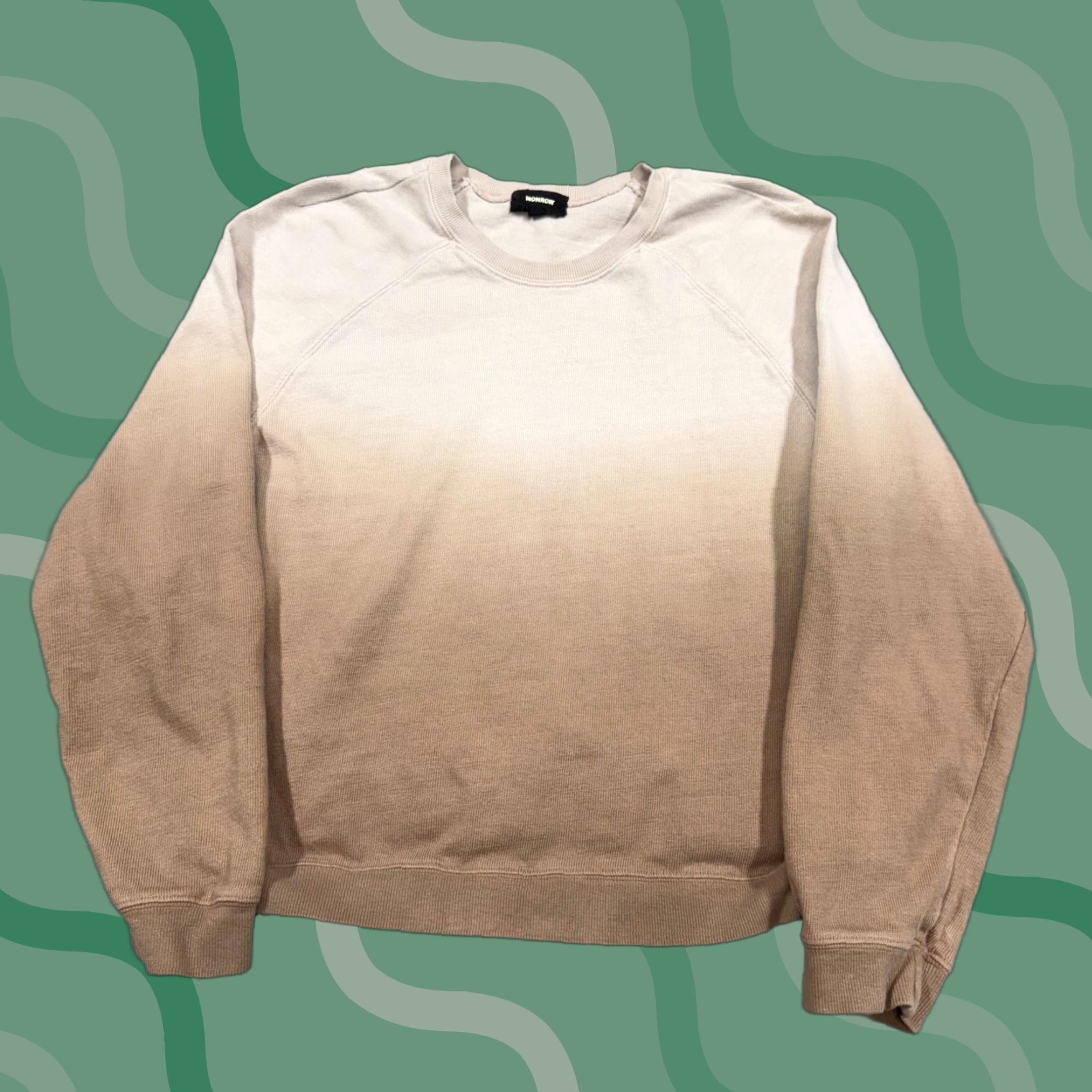 MONROW Monrow Sweatshirt Womens Medium Beige Ombre Crewneck Raglan Pullover Knit Size M / US 6-8 / IT 42-44 - 1 Thumbnail