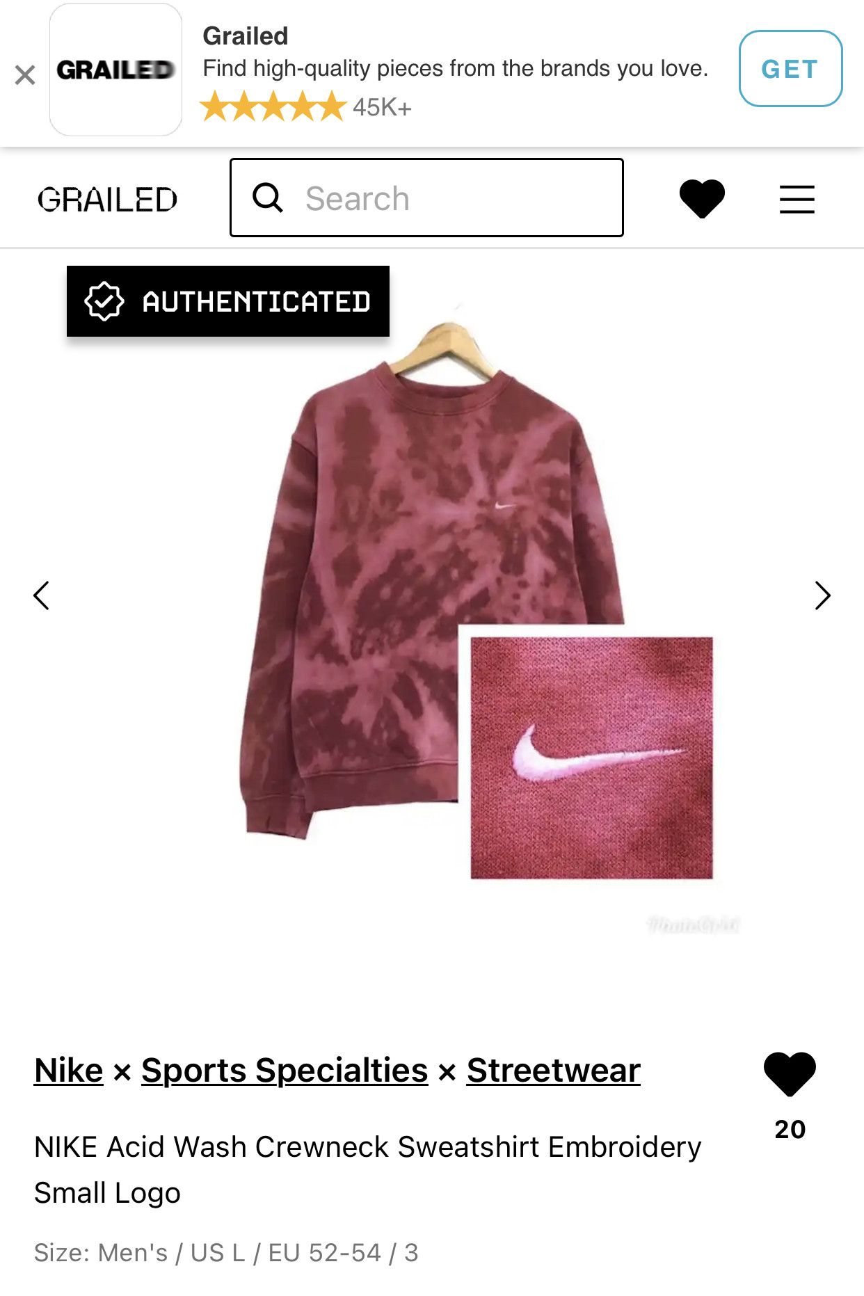 Nike × Sports Specialties NIKE Acid Wash Crewneck Sweatshirt Size US L / EU 52-54 / 3 - 11 Thumbnail
