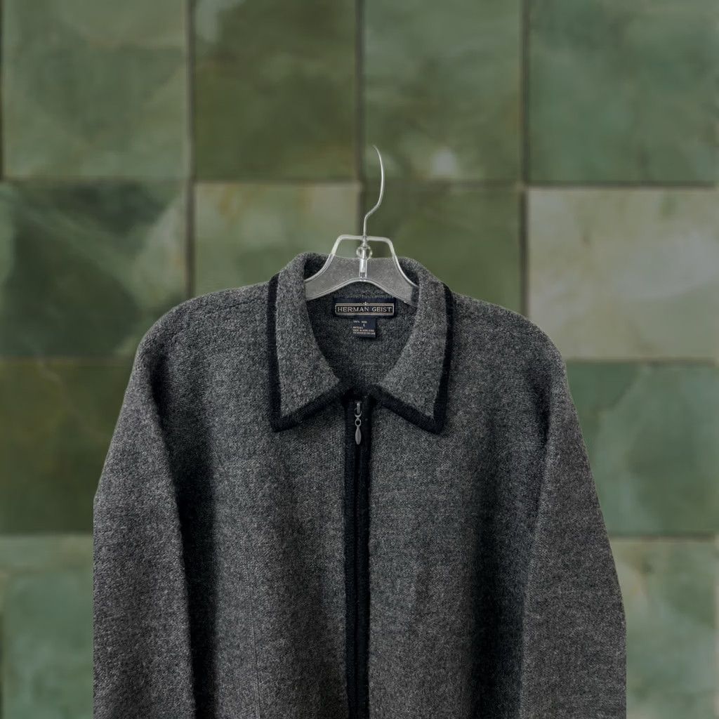 Vintage VINTAGE Herman Geist Sweater Womens L Gray 100% Wool Full Zip Cardigan Jacket Size L / US 10 / IT 46 - 1 Thumbnail