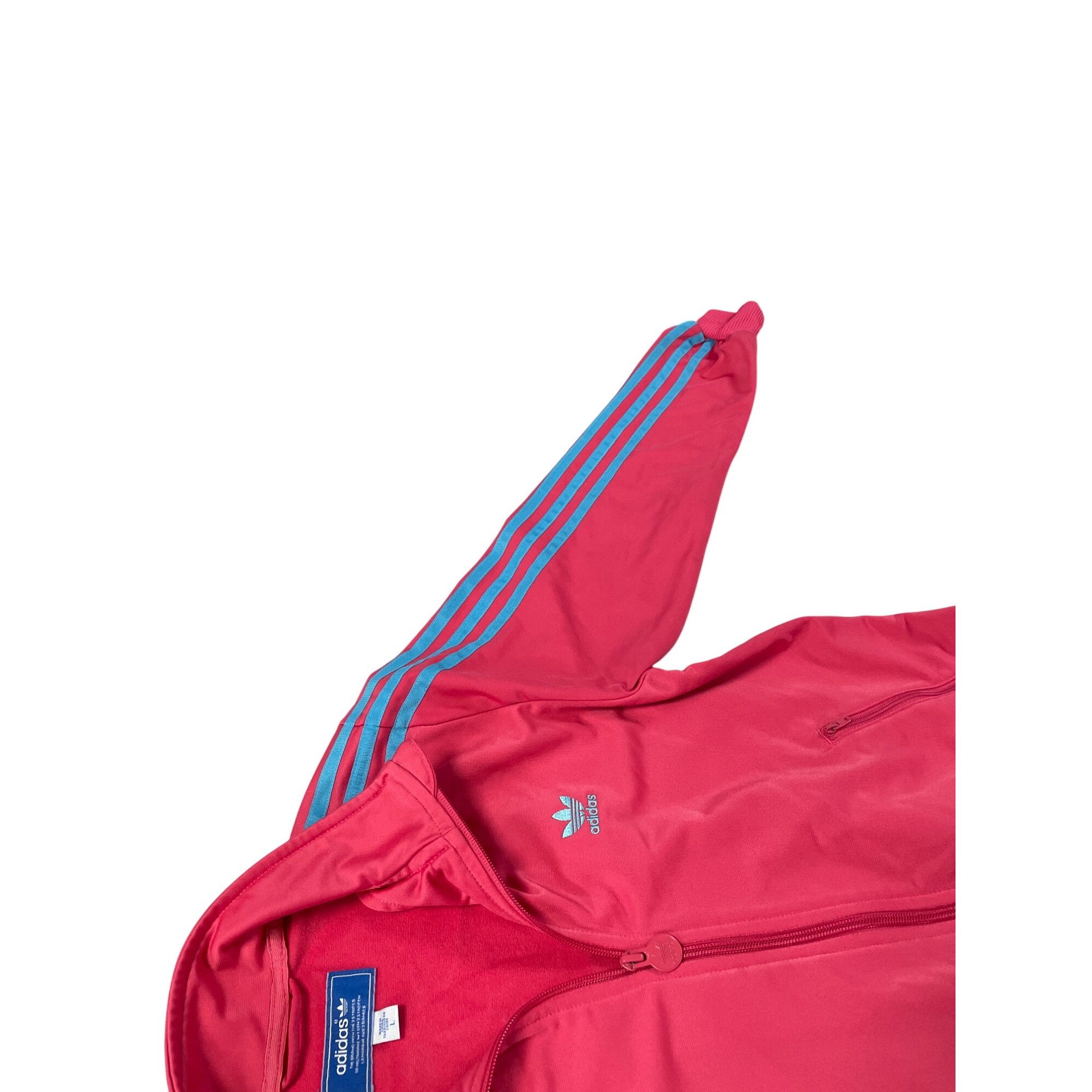 Adidas Adidas Womens Pink Track Jacket With Blue Stripes Size L SKU Size L / US 10 / IT 46 - 6 Thumbnail