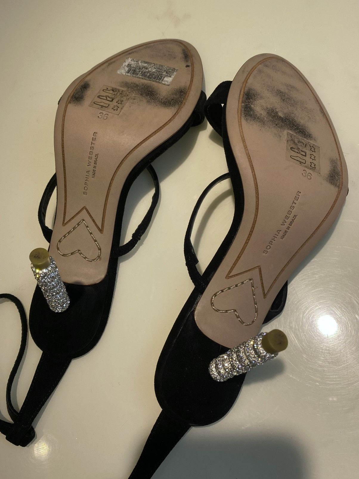 Sophia Webster Rosalind Crystal Black Satin Heels 36 Size US 5.5 / IT 35.5 - 9 Thumbnail