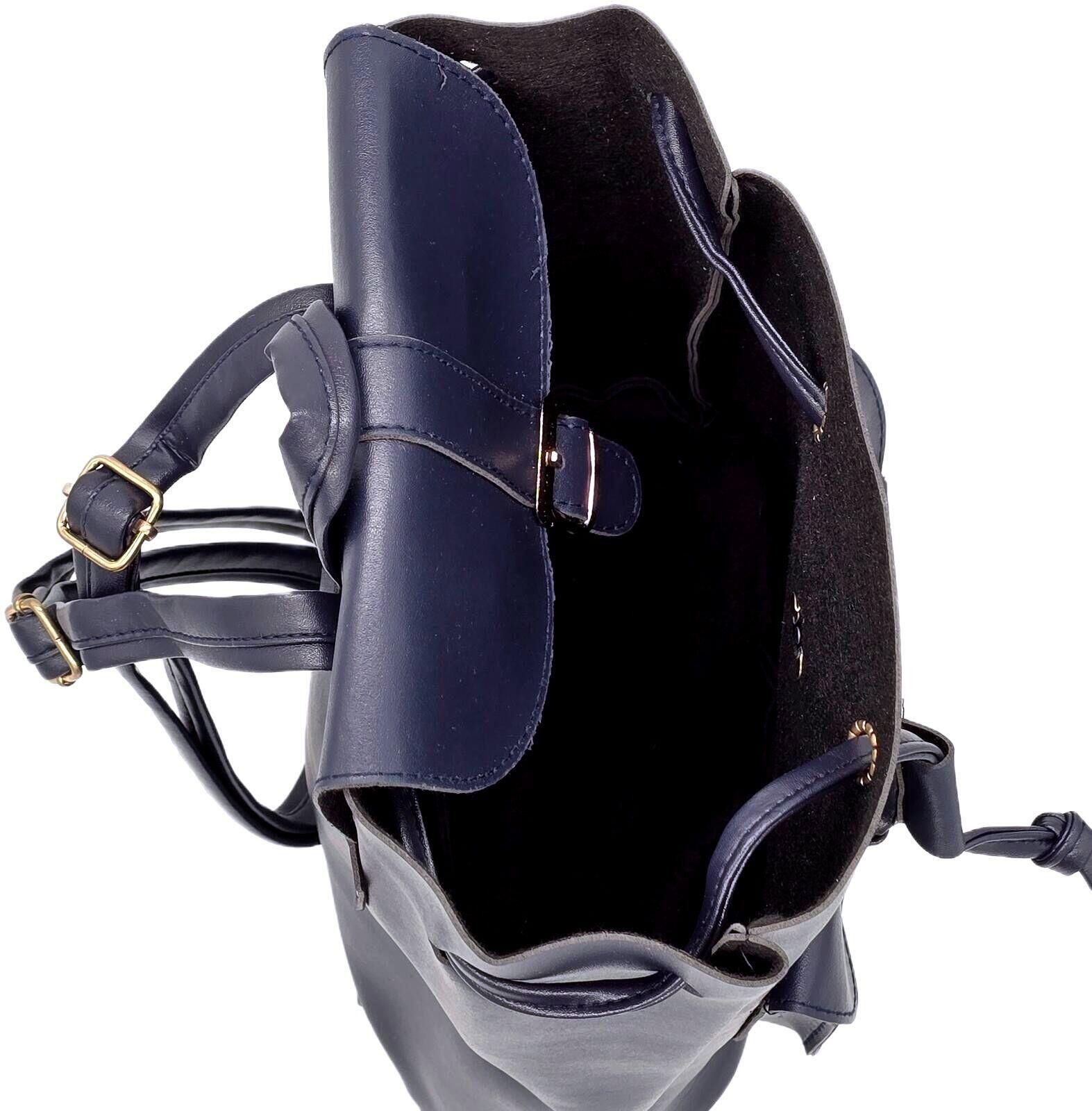 Genetic Manipulation Shinichiro Kuriya Classic Dark Blue Faux Leather Backpack with Buckle Closure Size ONE SIZE - 7 Thumbnail