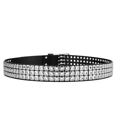 Other Silver Triple Line Square Rivet Belt Size ONE SIZE - 3 Thumbnail