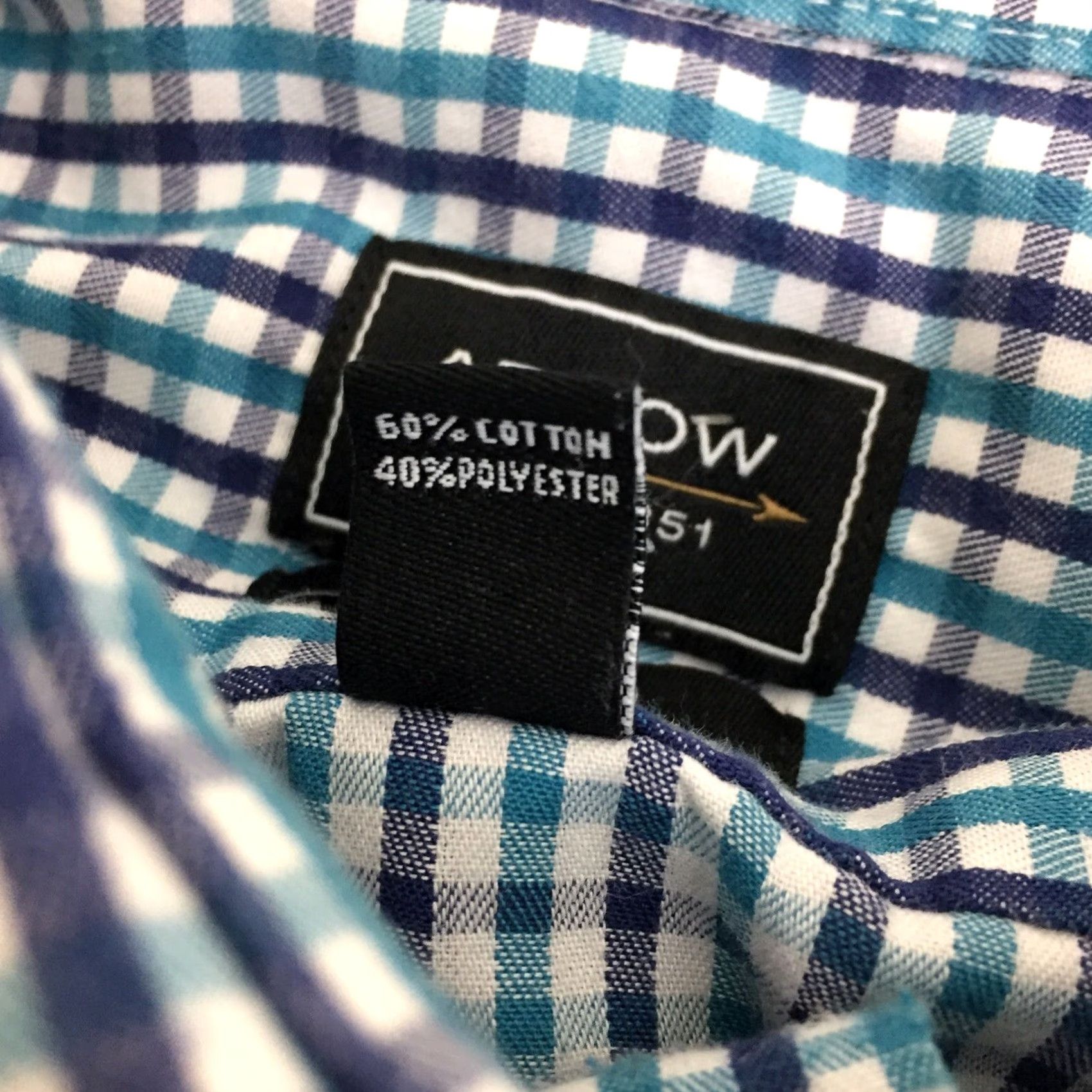 Arrow Arrow Shirt Mens 17 Blue Plaid Long Sleeve Button Up Fitted Size US XL / EU 56 / 4 - 8 Thumbnail