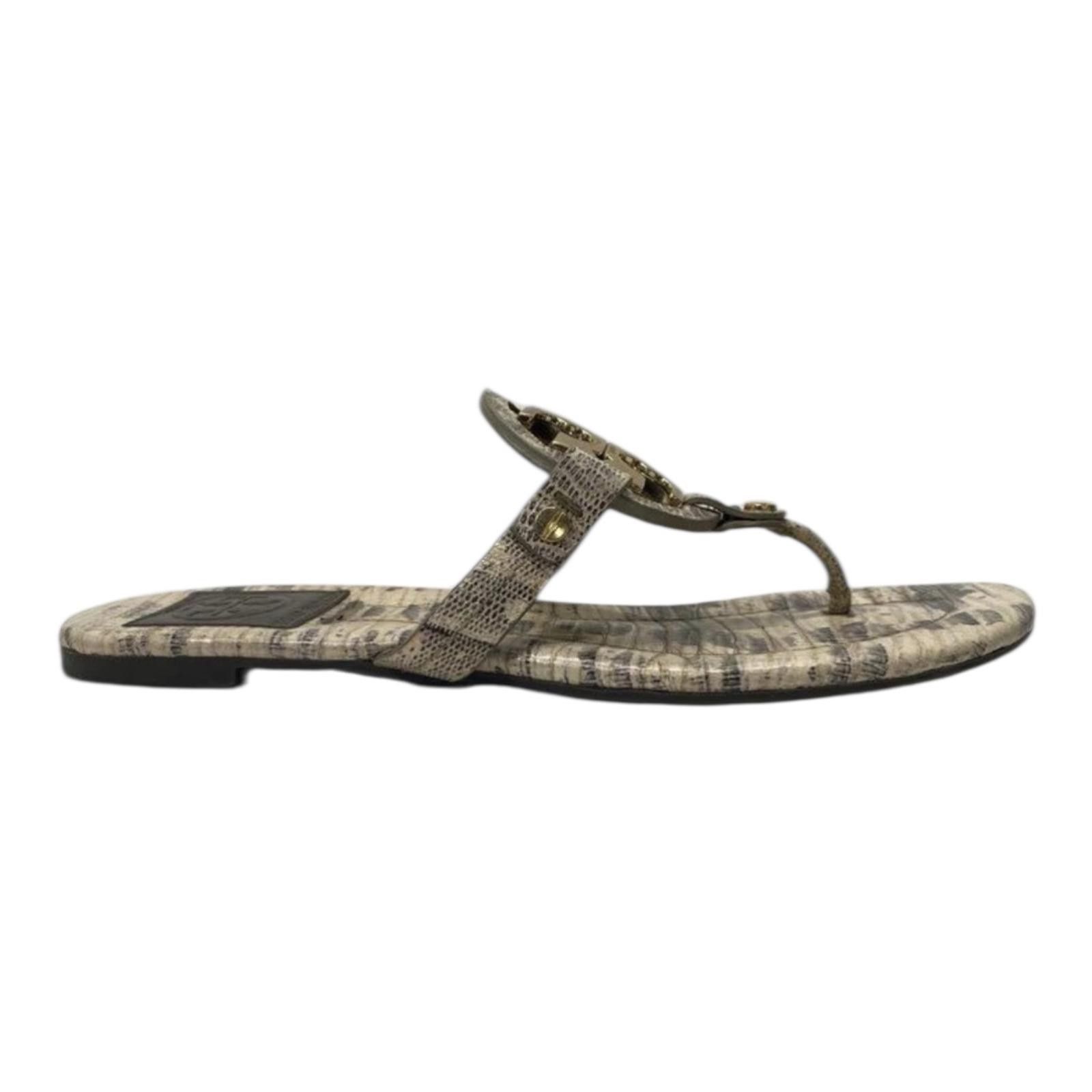 Other Tory Burch Beige Lizard Leather Miller Flat Thong Sandals Size US 7 / IT 37 - 7 Thumbnail
