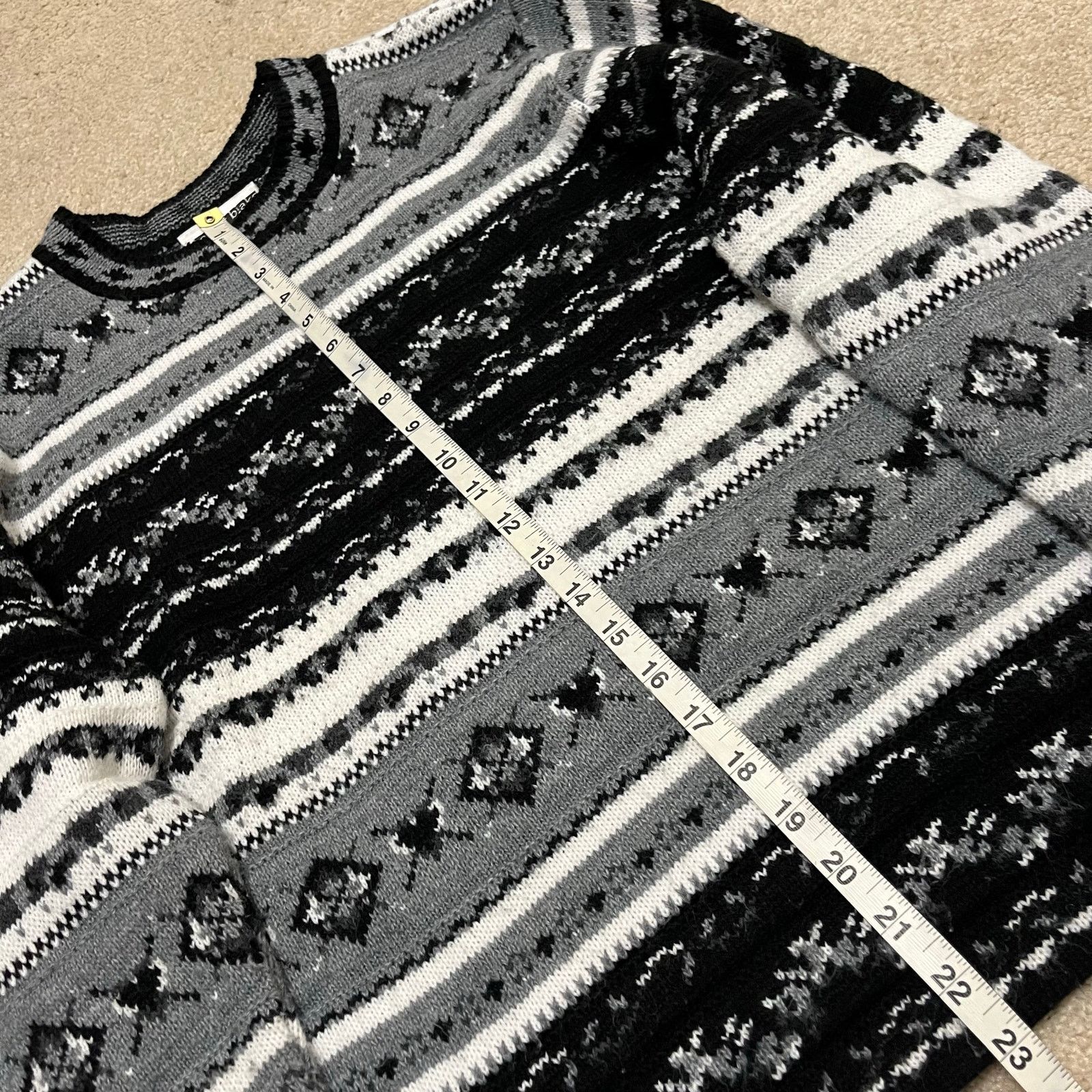 Other Vintage Carly Blake Geometric Knit Sweater Black Gray XL Size XL / US 12-14 / IT 48-50 - 4 Thumbnail