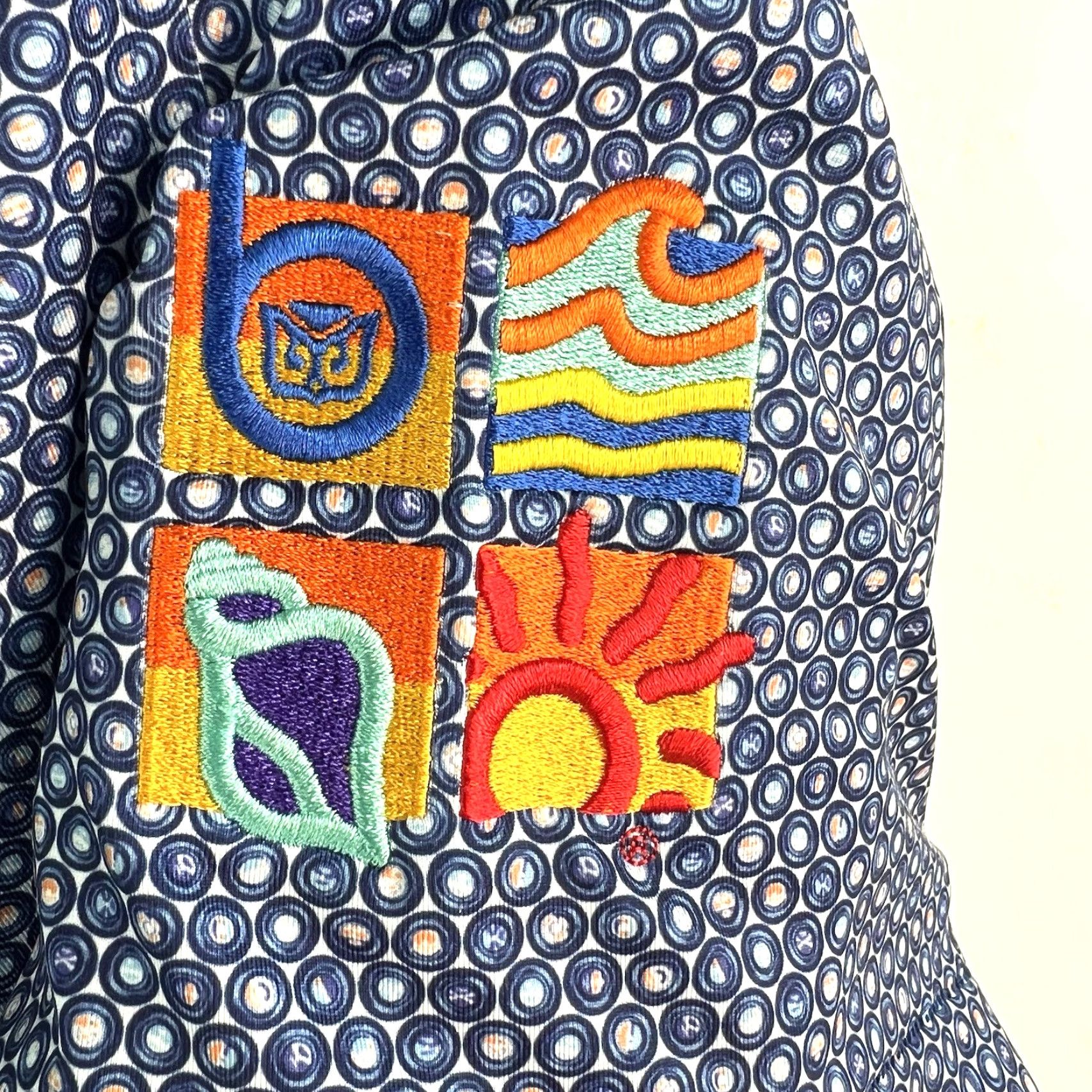 Peter Millar Peter Millar Southern Comfort Polo Mens L Geometric Blue Embroidered Logo Knit Short Sleeve Polo Shirt - Golf, Casual Size US L / EU 52-54 / 3 - 4 Thumbnail