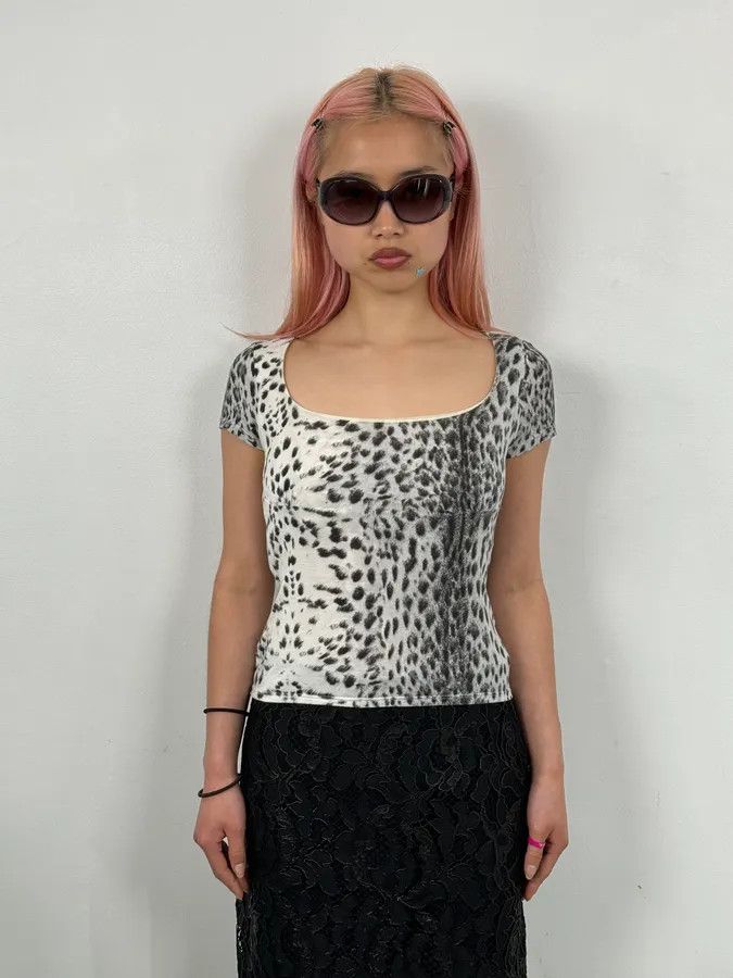Roberto Cavalli Roberto Cavalli Black White Leopard Print T-Shirt Size S / US 4 / IT 40 - 1 Thumbnail