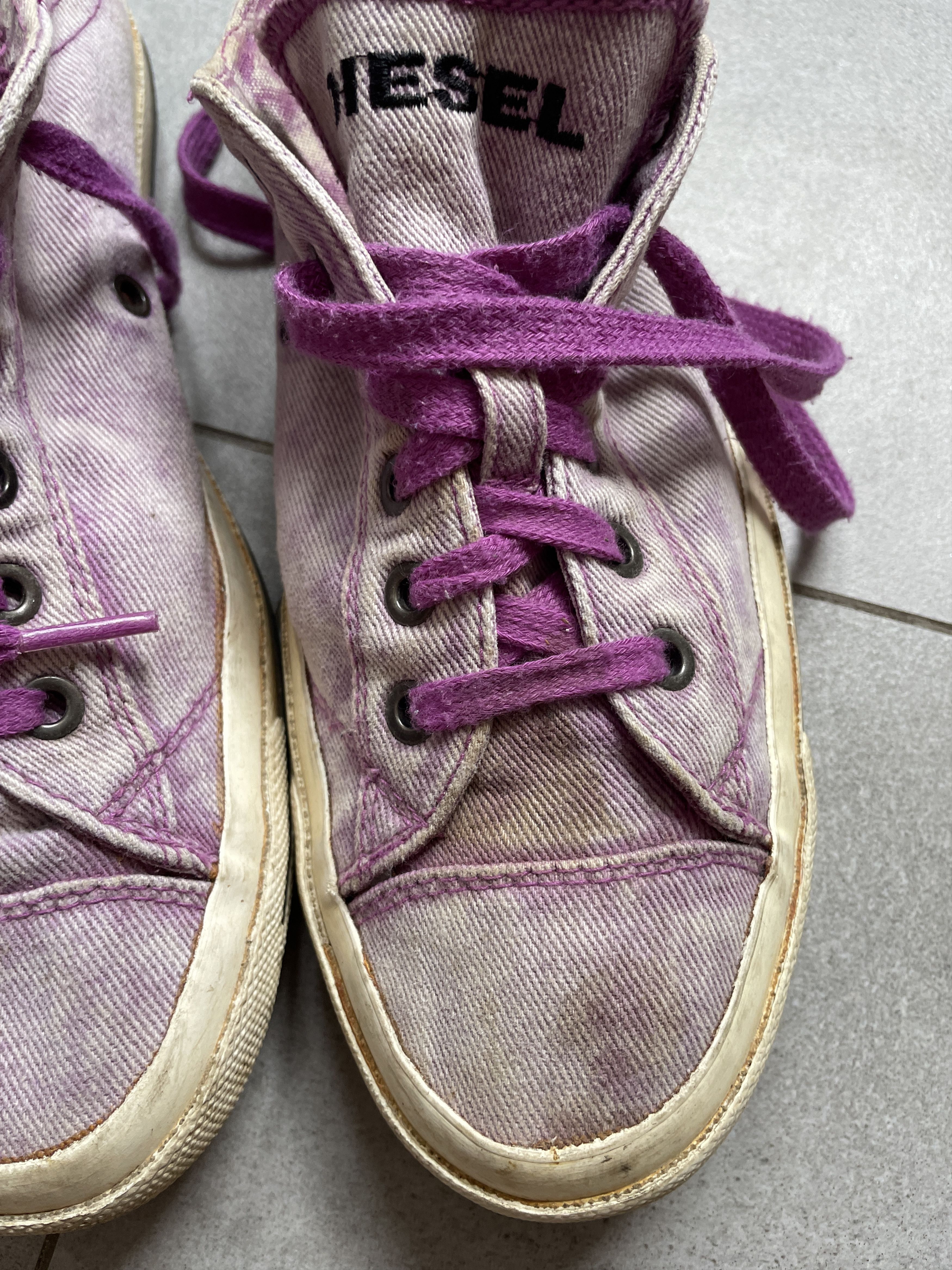 Diesel DIESEL PURPLE DENIM Y2K DISTRESSED SNEAKERS Size US 8 / EU 41 - 4 Thumbnail