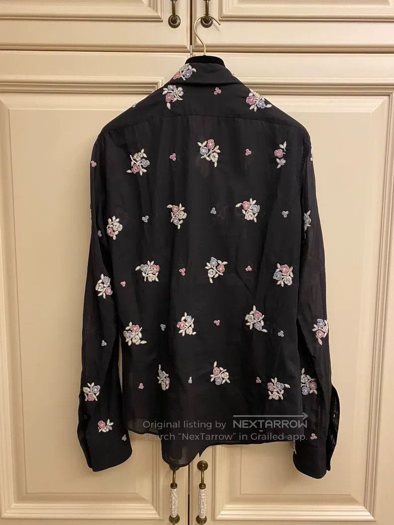 Dries Van Noten Dries Van Noten Hand-beaded black floral shirt Size US M / EU 48-50 / 2 - 4 Thumbnail