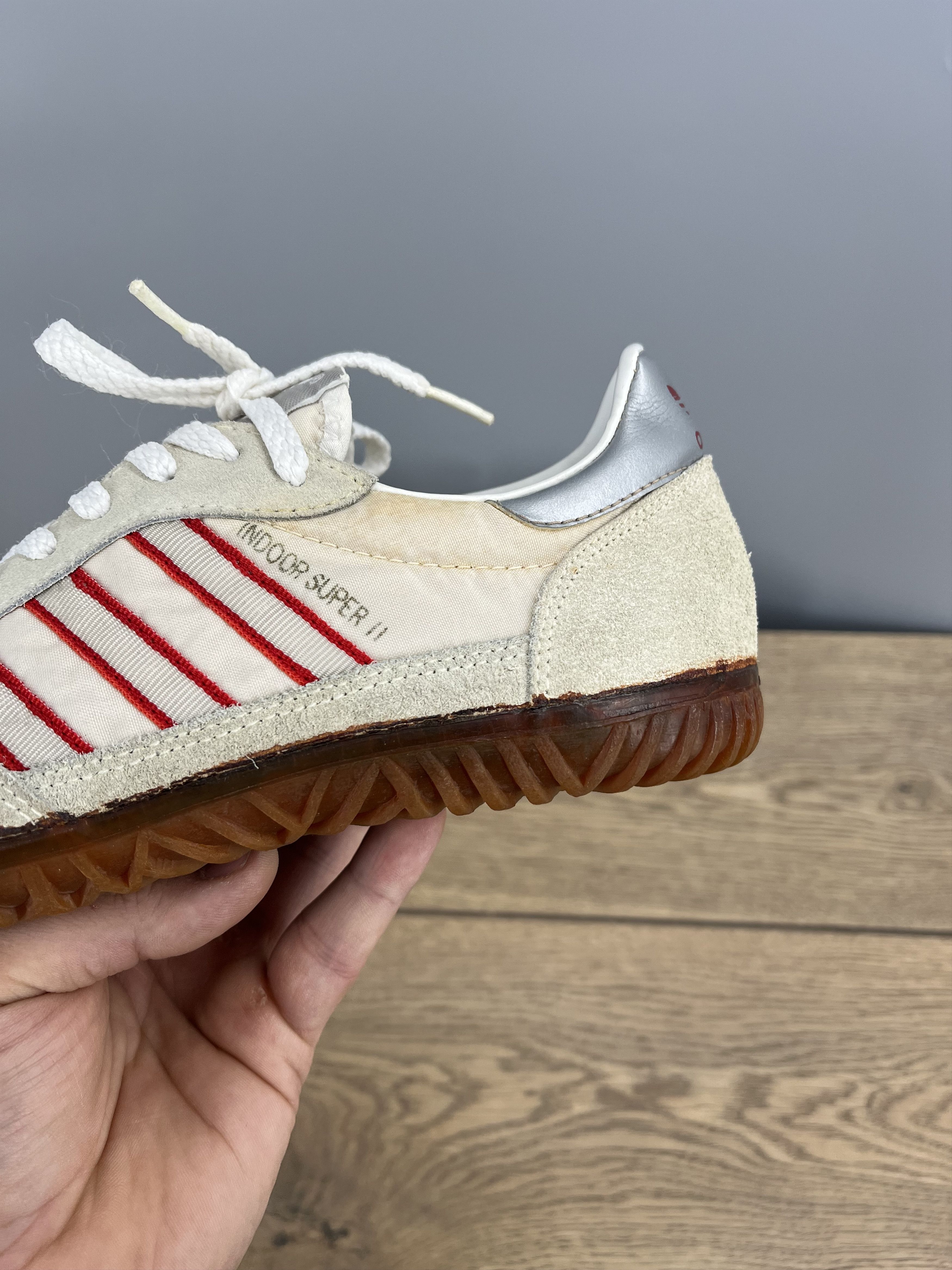 Adidas adidas Indoor Super II Vintage Suede Sneakers Cream Red Size US 7 / IT 37 - 2 Thumbnail