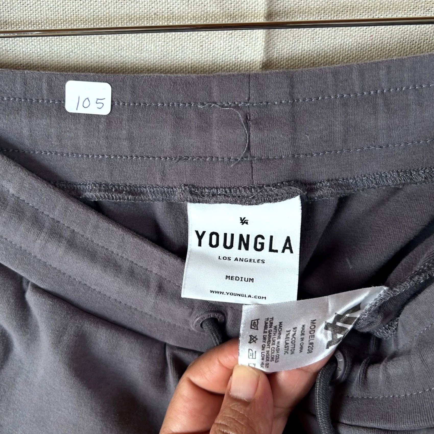 YoungLA YoungLA 208 Joggers Mens M Charcoal Gray Athletic Sweatpants Ankle Zip Pockets Slit Drawstring Waist Tapered Gym & Training Size US 31 - 2 Thumbnail