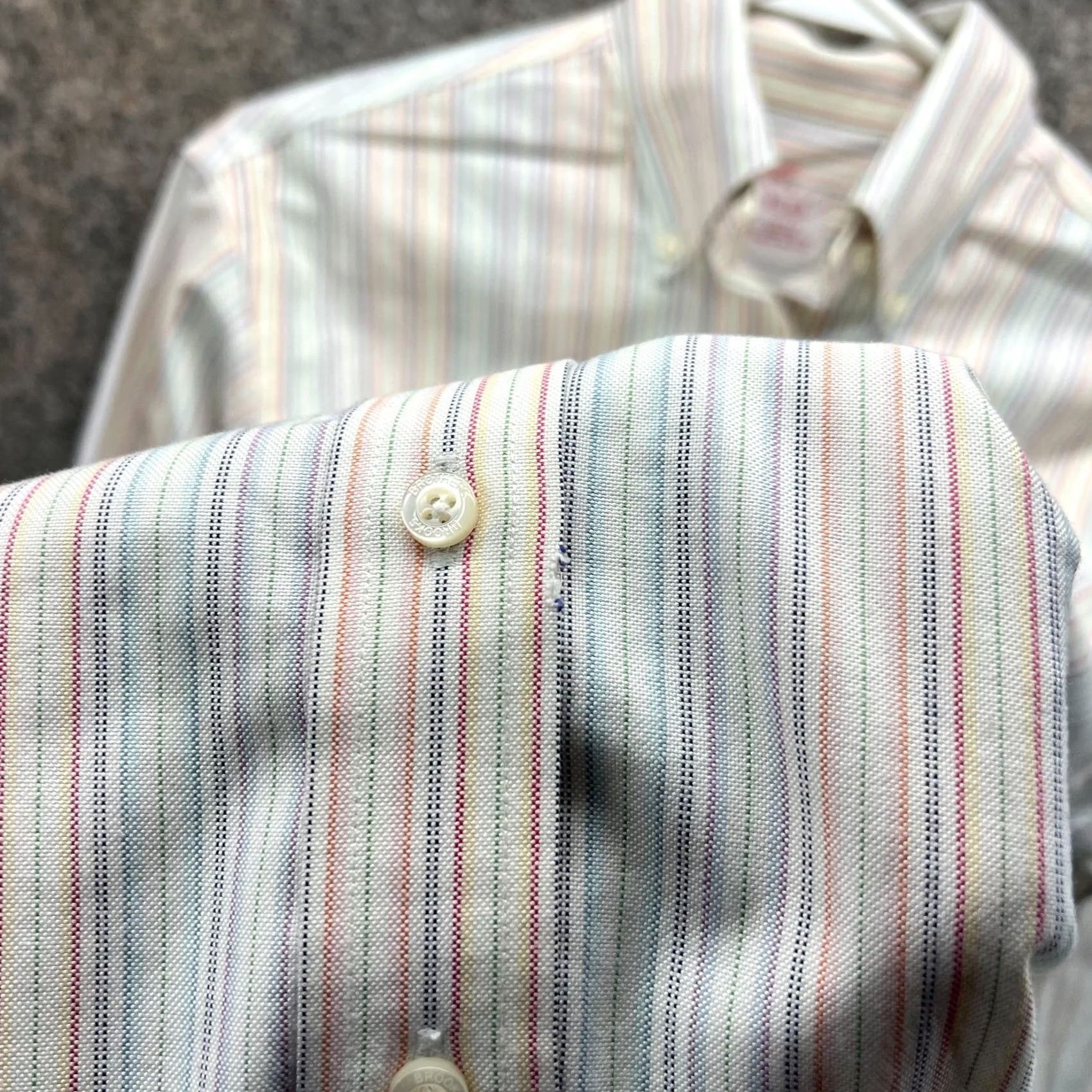 Brooks Brothers VINTAGE Brooks Brothers Shirt Dress Womens 2 Blue Pink Striped Button Down Collared Knee Length Size XS / US 0-2 / IT 36-38 - 6 Thumbnail