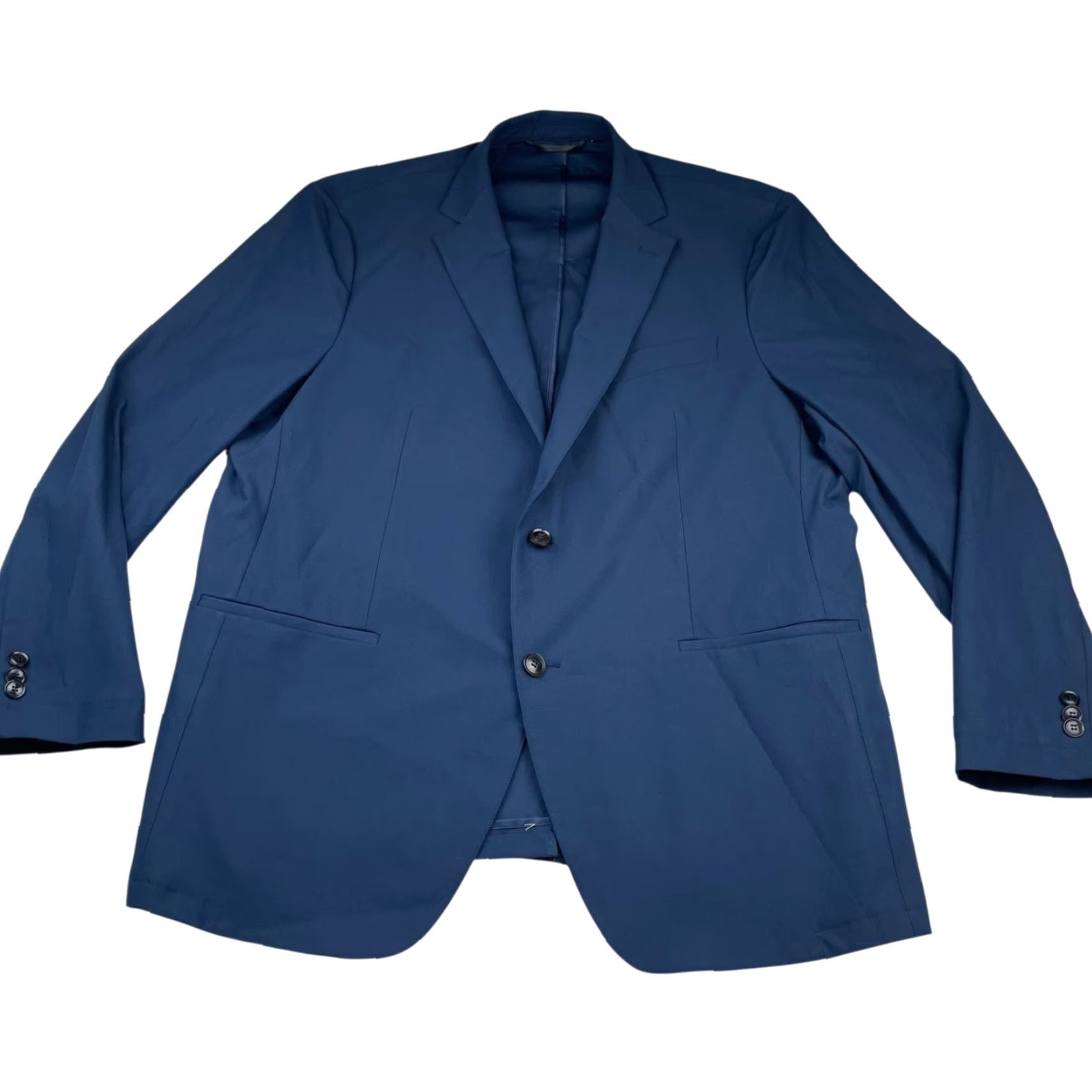 Vintage Sene Blazer Jacket Navy Blue 48R Regular 2-Button 100% Polyester Men’s Jacket Slim Notch Lapel Size 48R - 2 Thumbnail