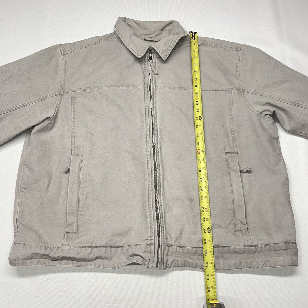 VTG LL Bean Jacket Beige Bomber Chore Canvas Full Zip