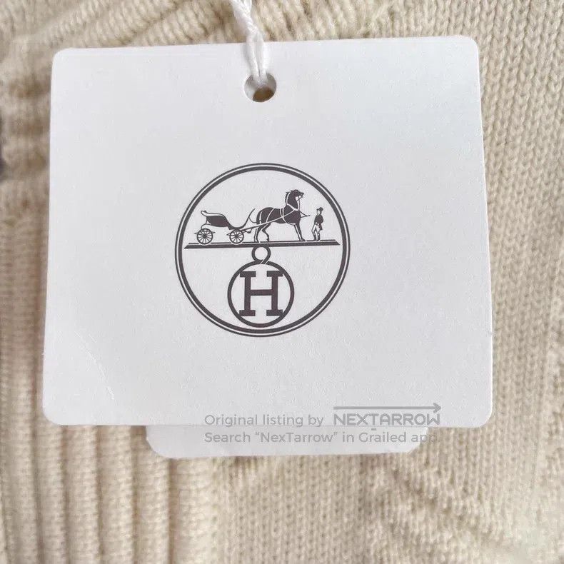 Hermes Hermes Beige knit letter jacquard all-printed wool long-sl Size XS / US 0-2 / IT 36-38 - 6 Thumbnail