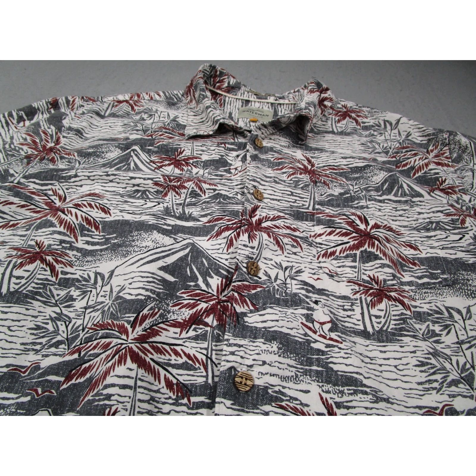 Quiksilver Quiksilver Waterman Shirt Mens L Gray Button Up Hawaiian Surfing Sumo Tiki Geometric Size US L / EU 52-54 / 3 - 2 Thumbnail