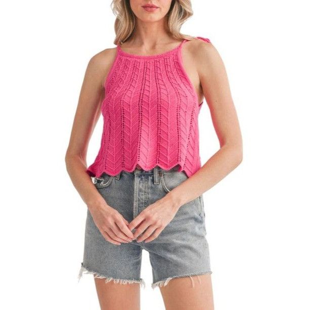 Other LUSH Crochet Knit Sweater Tank Top In Hot Pink, Sz. M Size M / US 6-8 / IT 42-44 - 3 Thumbnail