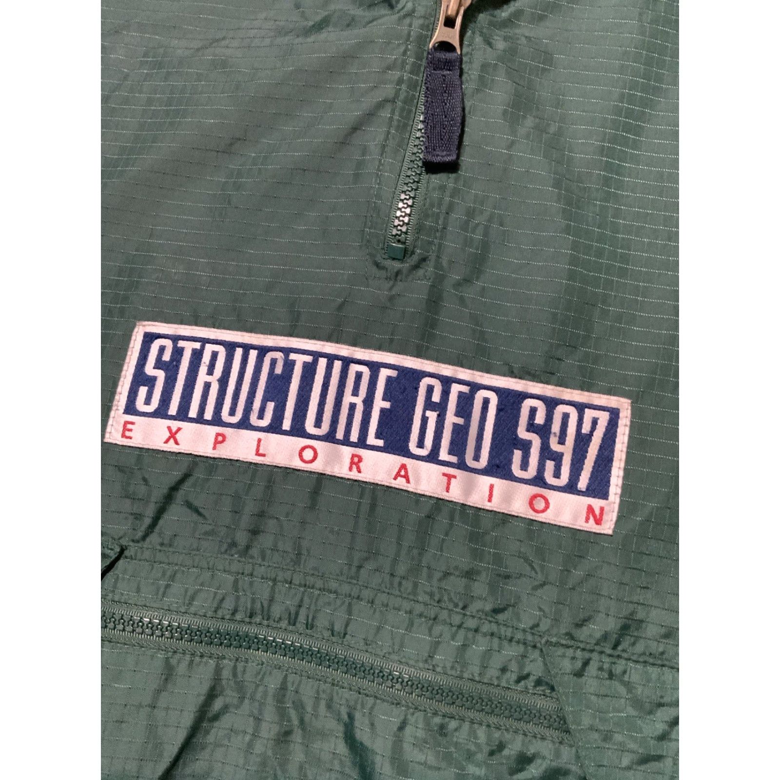 Vintage VINTAGE Structure Geographic Team S97 90s Anorak 1/4 Zip Jacket Sz.S Green Mens Jacket Size US S / EU 44-46 / 1 - 5 Thumbnail