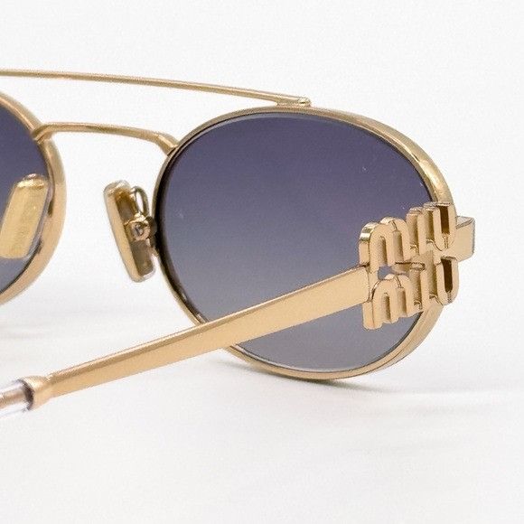 Miu Miu NEW MIU MIU MU54ZS 5AK30C WOMEN SUNGLASSES SMU 54Z GOLD OVAL Size ONE SIZE - 8 Thumbnail