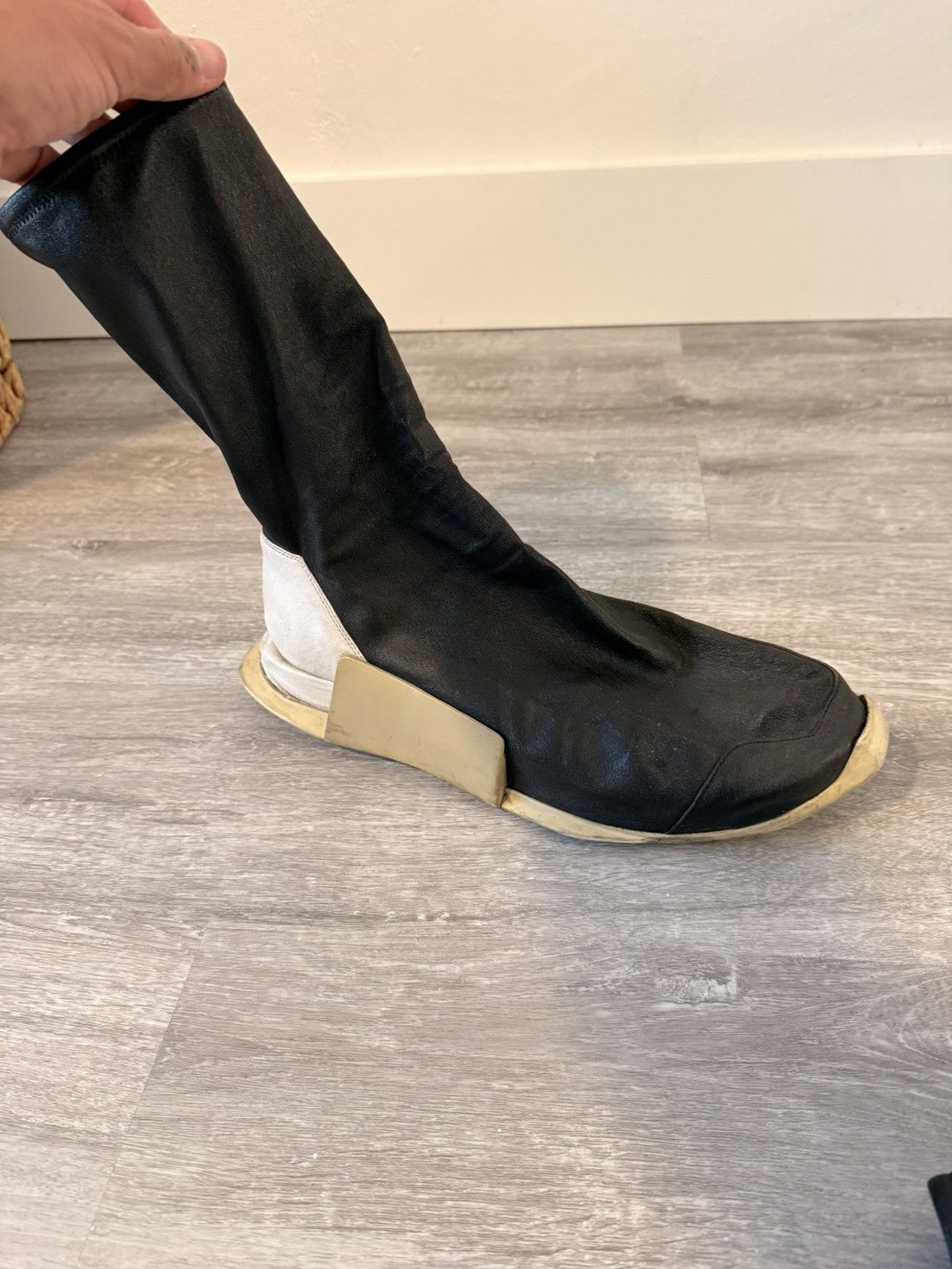 Rick Owens RICK OWENS + ADIDAS SS2017 LEATHER SOCK BOOT EU44 Size US 10.5 / EU 43-44 - 9 Thumbnail