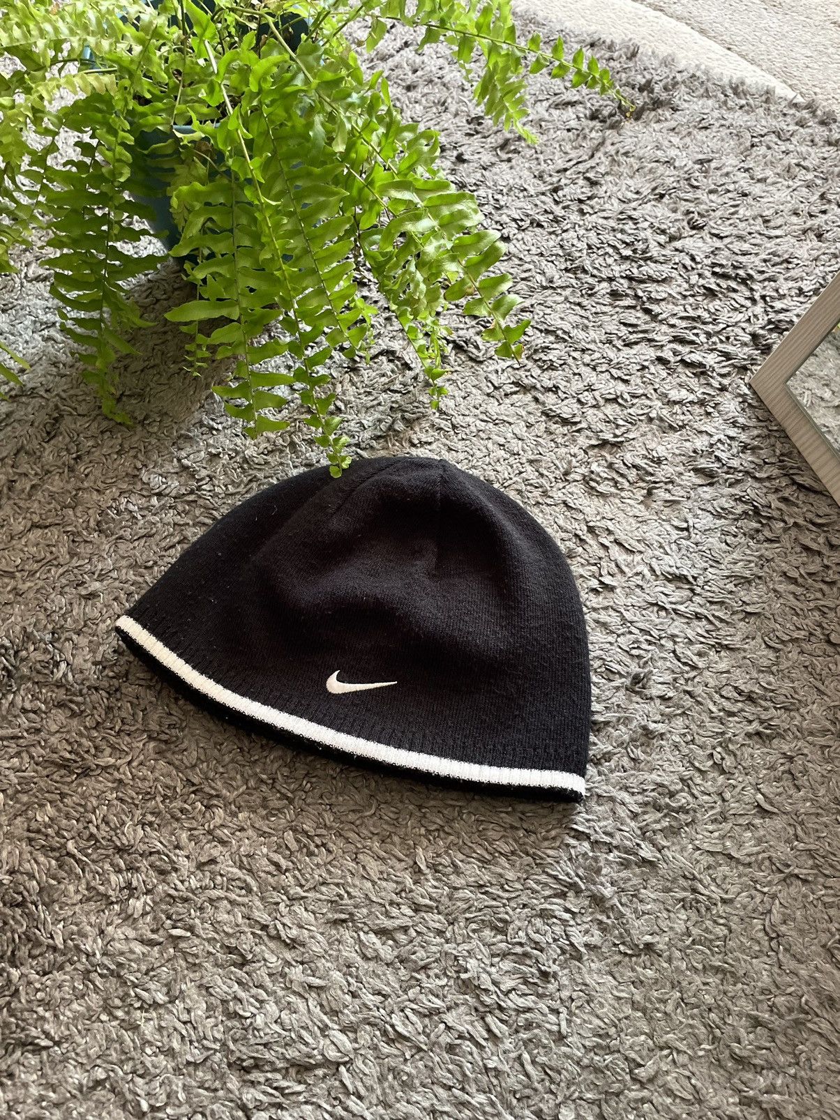 Nike × Vintage 00s Nike Beenie Hat Vintage Streetwear Logo Swoosh Rare Size ONE SIZE - 2 Thumbnail