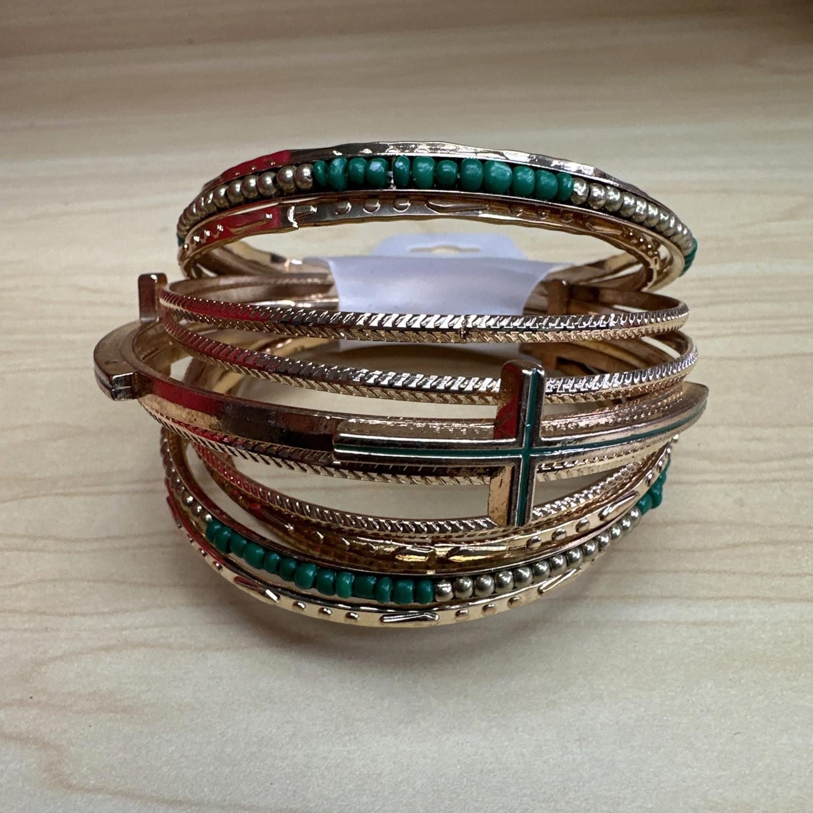 Stella McCartney Tamina By Stella Gold Green 13 Piece Bangle Bracelet Set New Size ONE SIZE - 1 Thumbnail