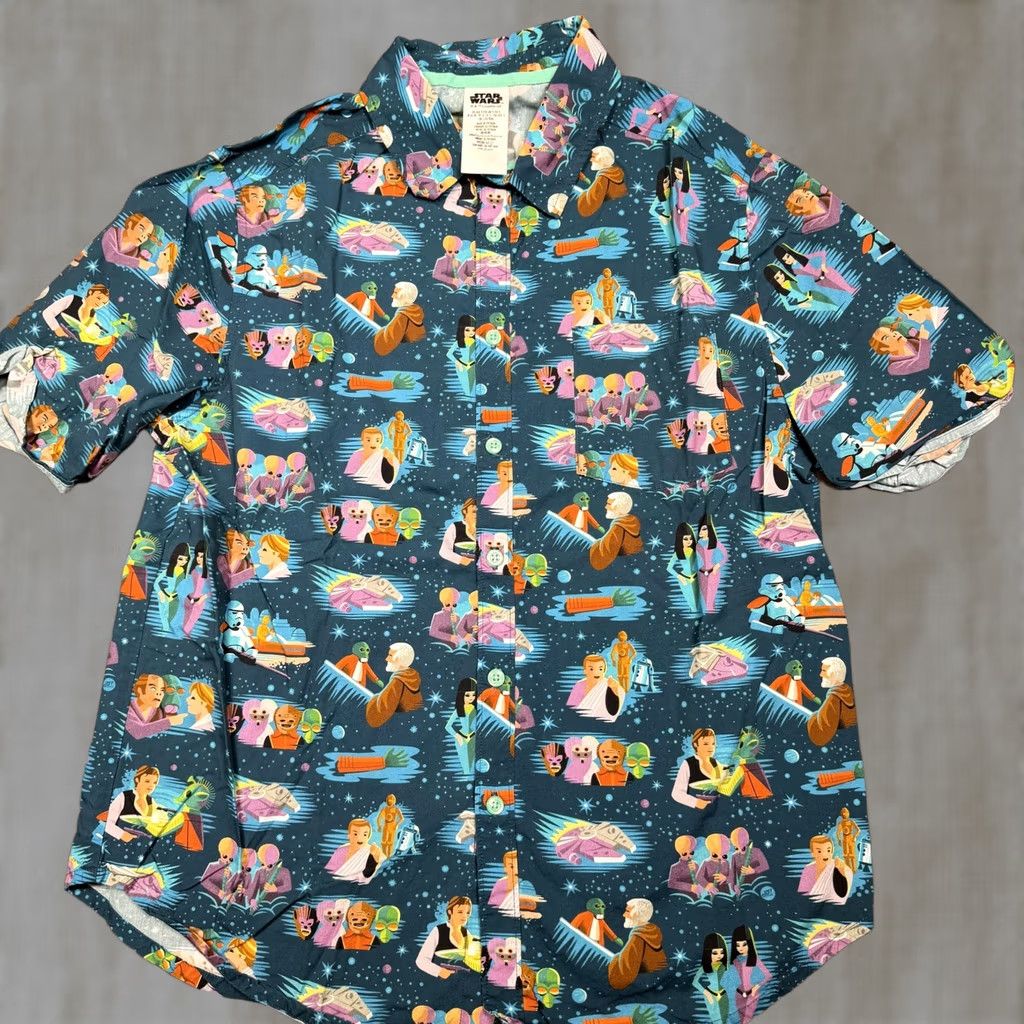 Star Wars Star Wars Shirt Mens Small Multicolor Character Graphic Short Sleeve Button Up Size US S / EU 44-46 / 1 - 1 Thumbnail