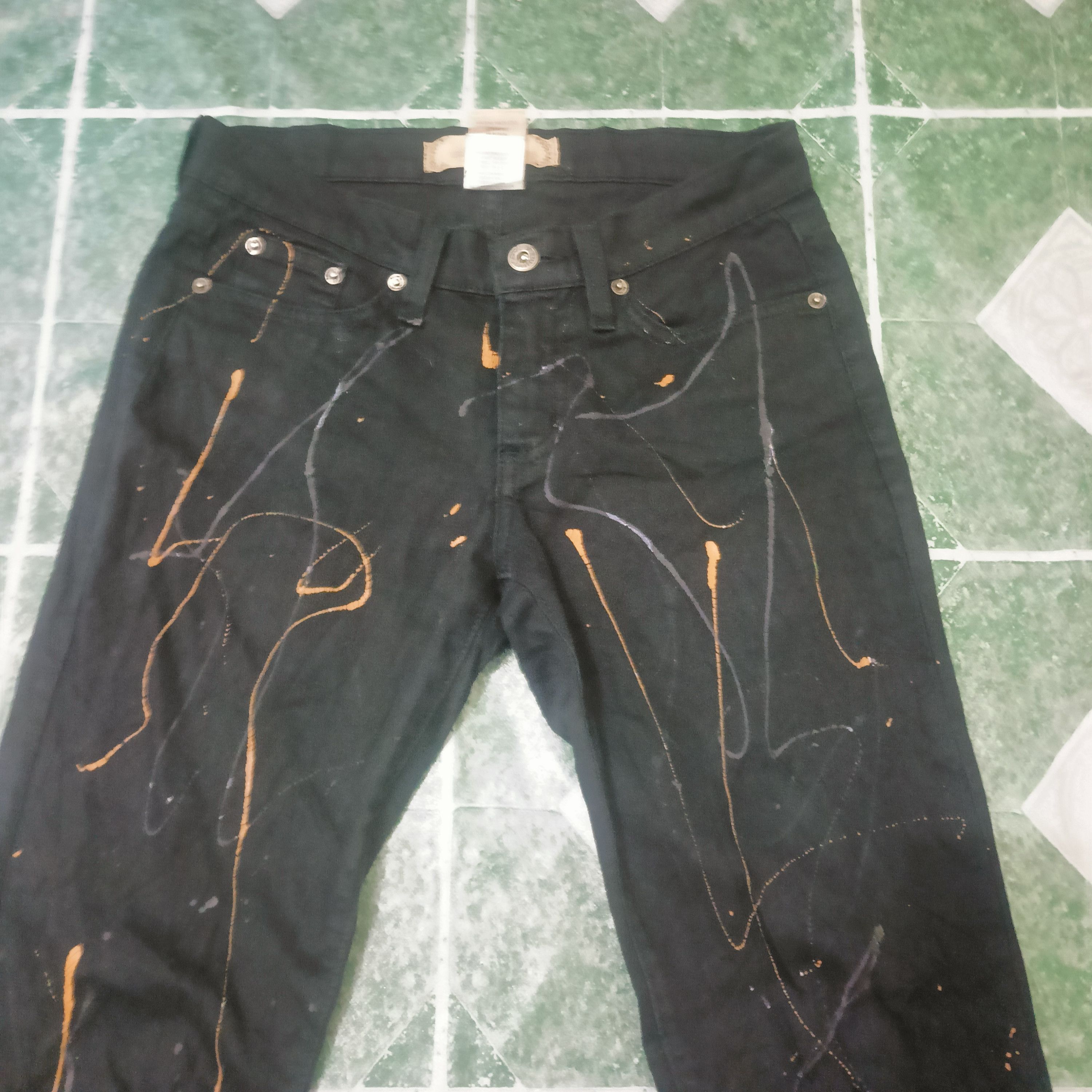 GEO 💥Insane💥 GEO BY GEOVANNY art PAINTING Stretch skinny PANTS Size US 32 / EU 48 - 2 Thumbnail