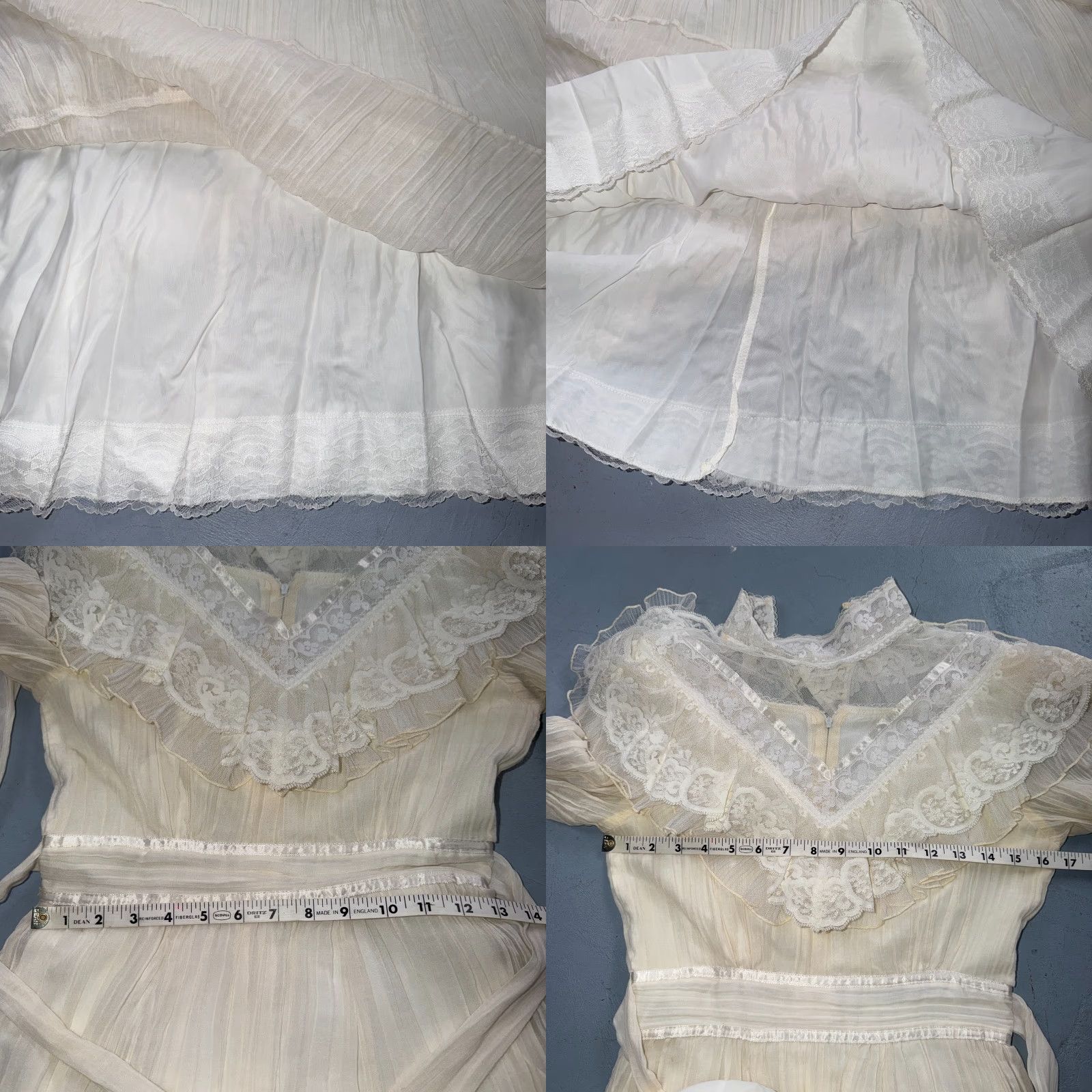 Vintage VINTAGE Gunne Sax Jessica San Francisco Wedding Dress VTG Lace 1970s Victorian Boho Ivory 11 Long Sleeve Zipper Empire Waist Ivory Mens Womens Girls? Size ONE SIZE - 8 Thumbnail