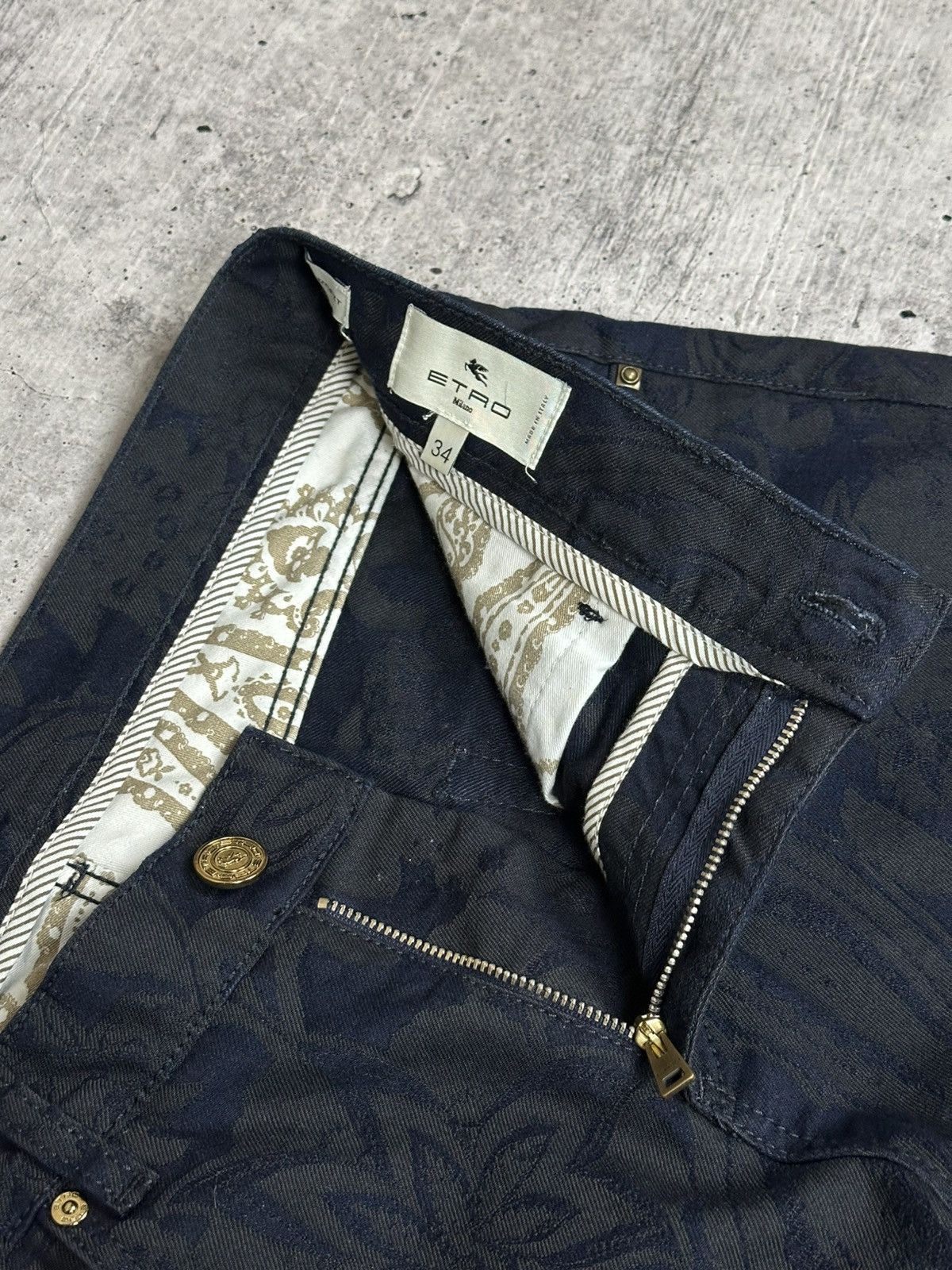Etro Etro Jacquard Jeans Slim Fit Blue Men’s Size 34 Size US 34 / EU 50 - 8 Thumbnail