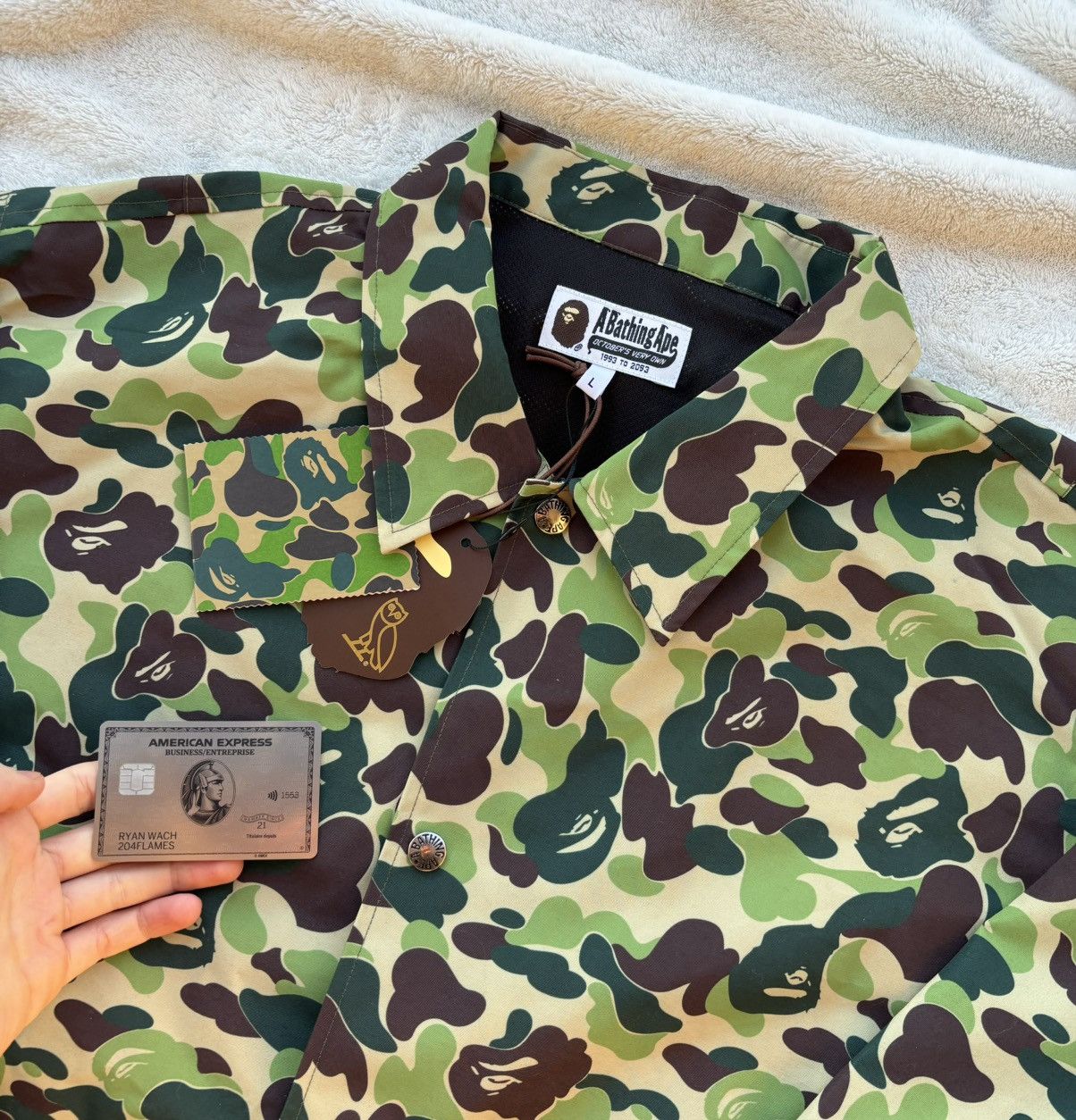 Bape × October's Very Own Bape x OVO Green Camo Coach Jacket Size US L / EU 52-54 / 3 - 3 Thumbnail
