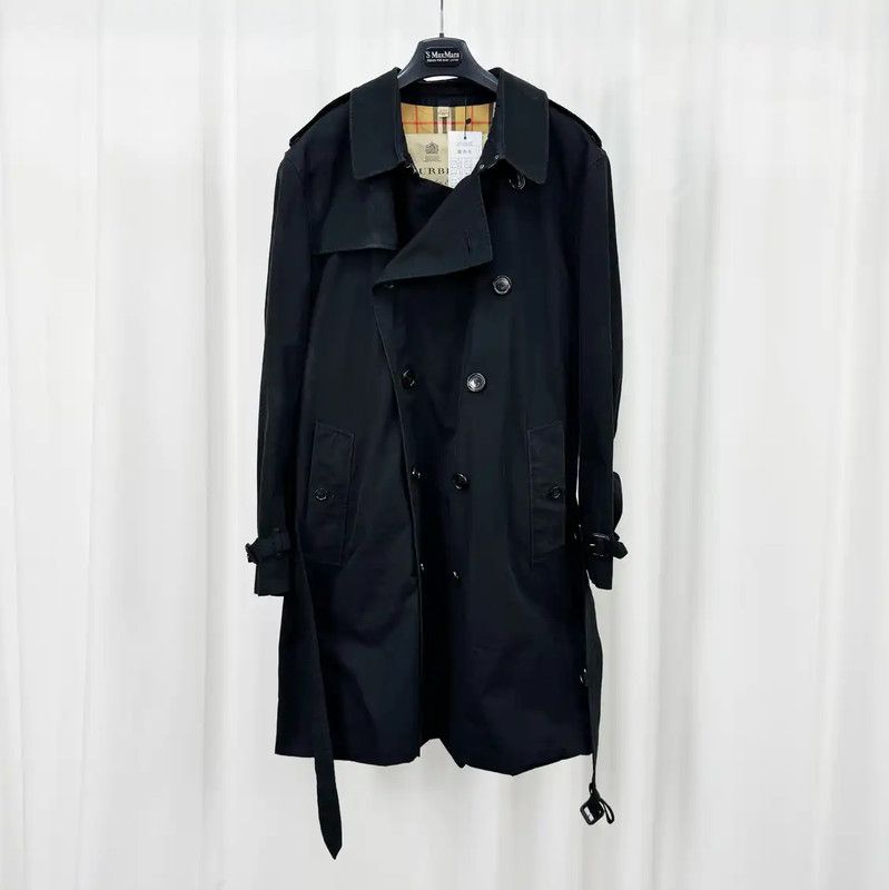 Burberry Burberry Black Cotton Double-Breasted Trench Coat Size US XXL / EU 58 / 5 - 1 Thumbnail