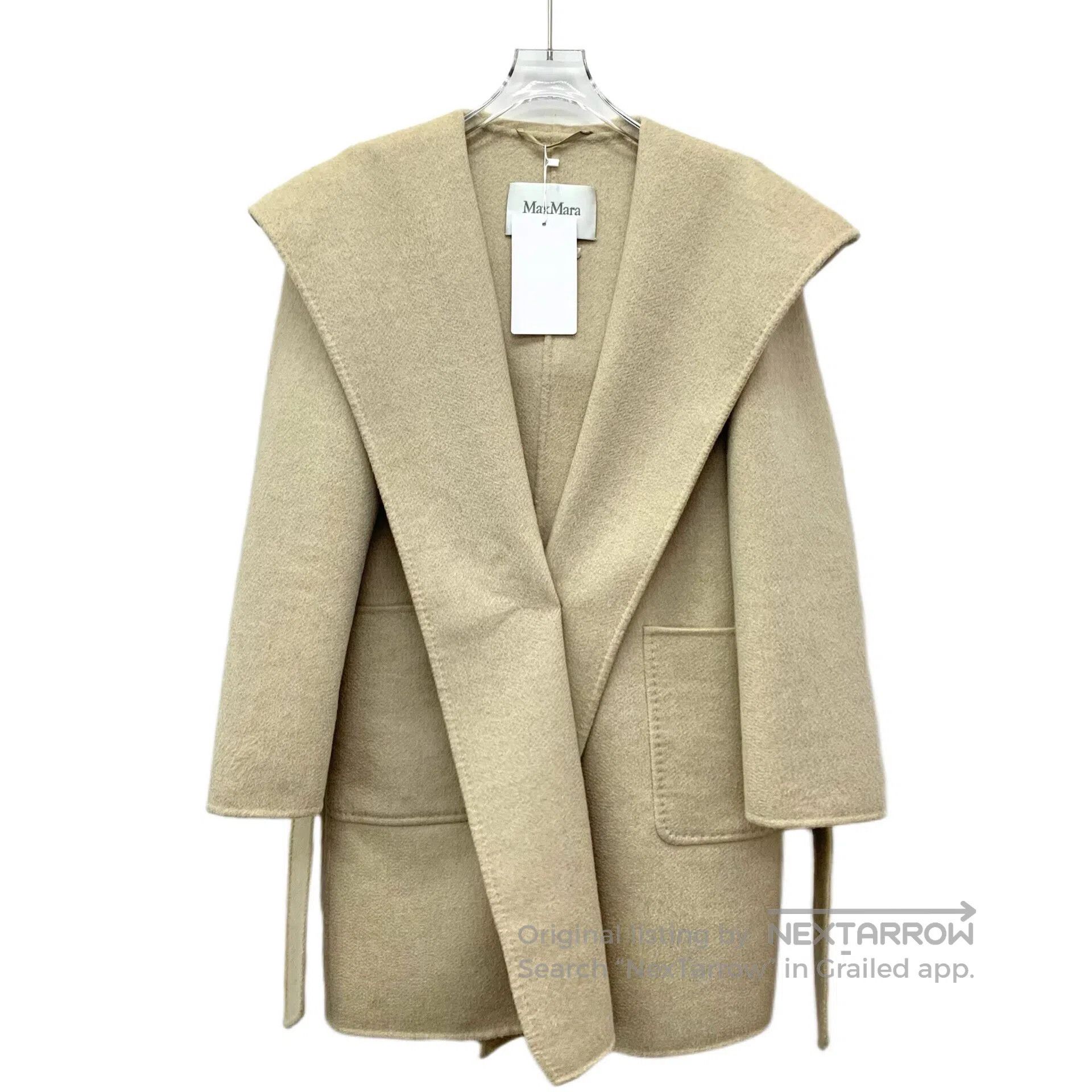 Max Mara Max Mara Beige Cashmere Hooded Belted Long-Sleeve Coat Jac Size XS / US 0-2 / IT 36-38 - 1 Thumbnail