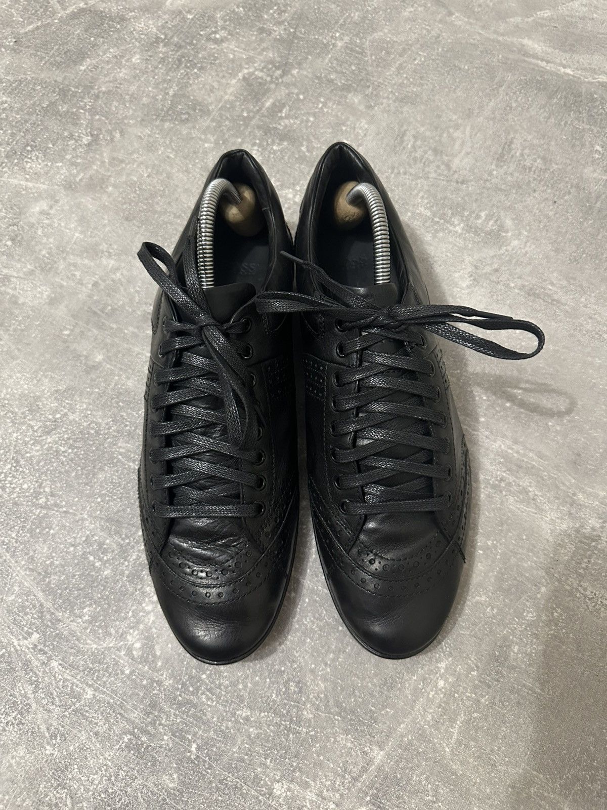 Hugo Boss Hugo Boss Leather Low-Top Sneakers Black Size US 8 / EU 41 - 3 Thumbnail