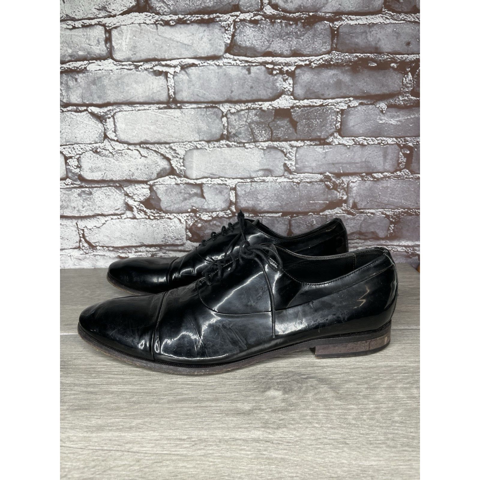 Sturhling Rolando Sturlini Black Patent Leather Derby Tuxedo Dress Sho Size US 12 / EU 45 - 21 Thumbnail