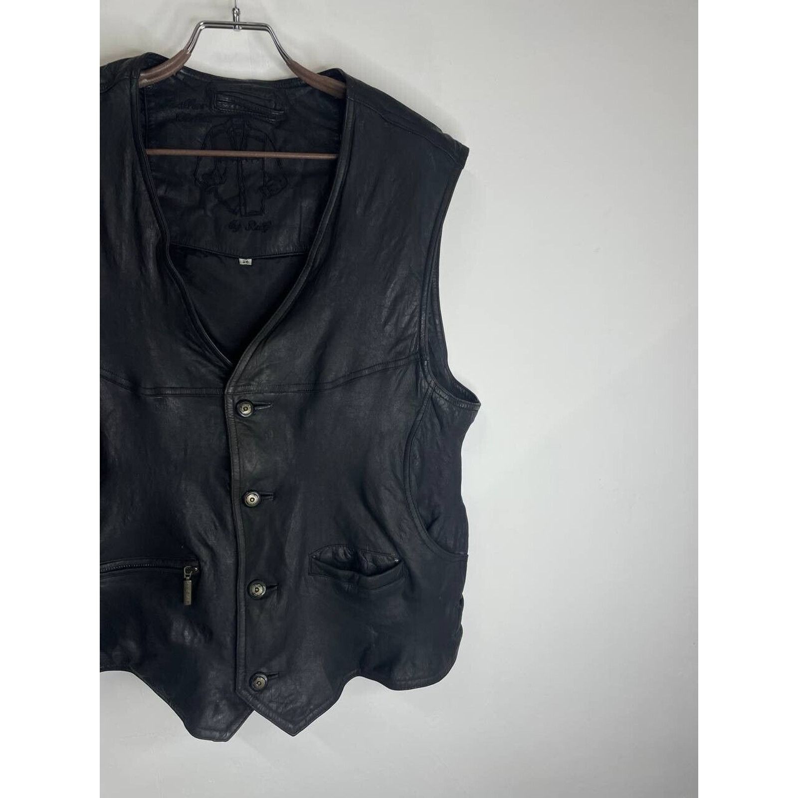 Vintage Vintage Black Leather Utility Vest Multiple Pockets Size L Size US L / EU 52-54 / 3 - 3 Thumbnail