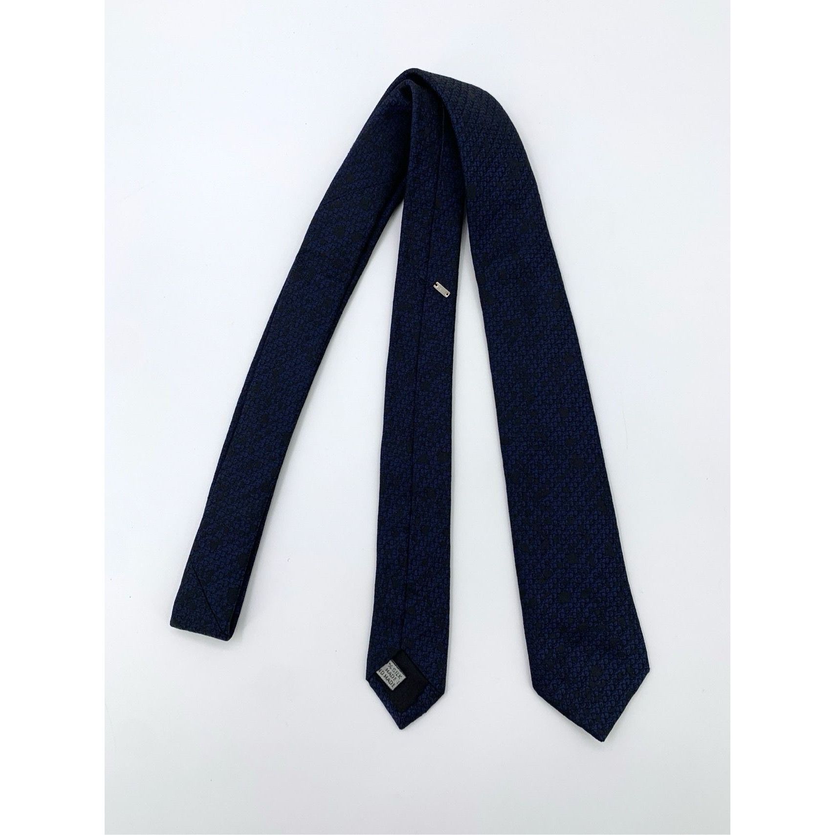 Dior Dior Navy Blue Patterned Silk Tie 153cm Size ONE SIZE - 3 Thumbnail