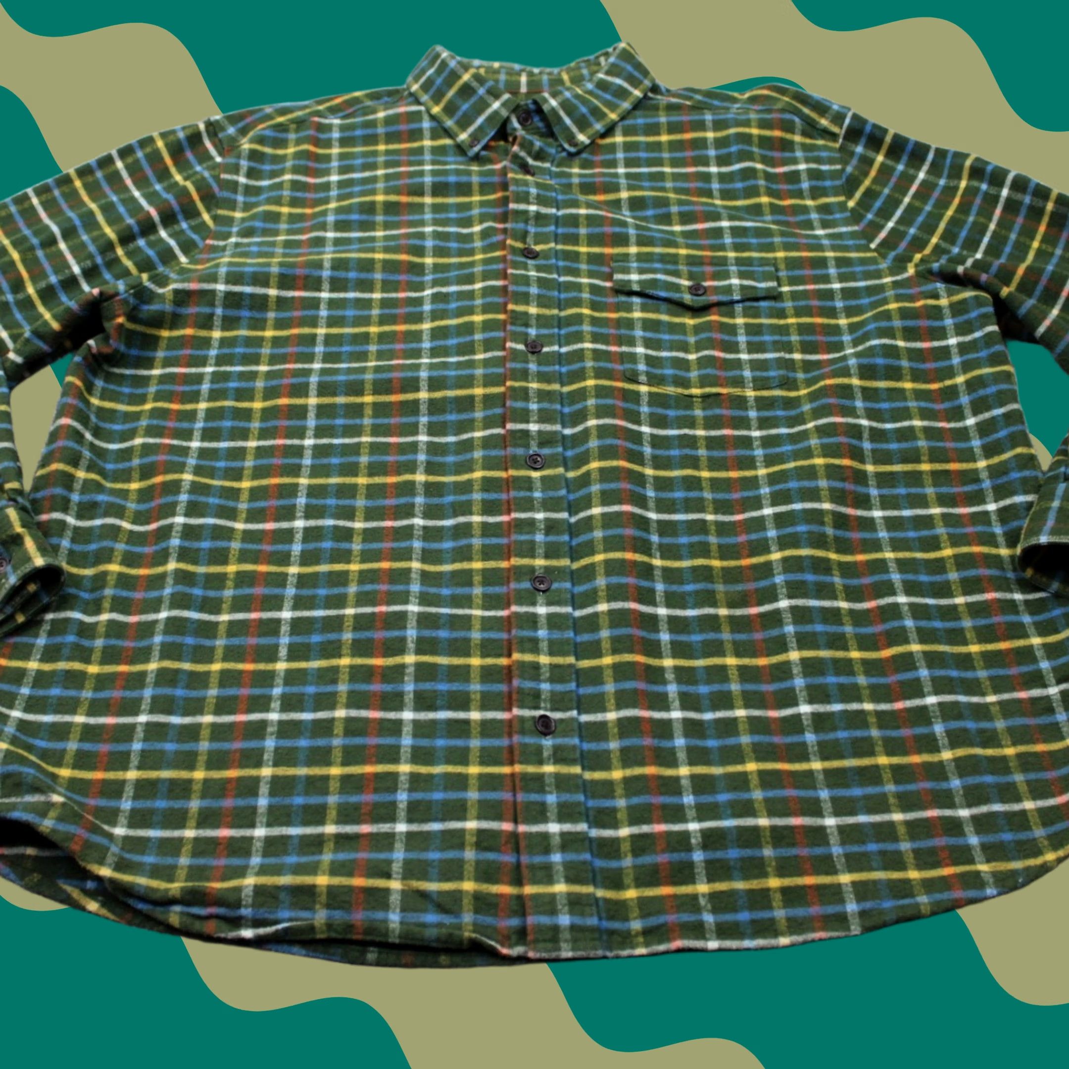 Vintage Woolrich Shirt Mens 2XL Flannel Button-Up Plaid Green Yellow Blue L/S Cotton Size US XXL / EU 58 / 5 - 1 Thumbnail