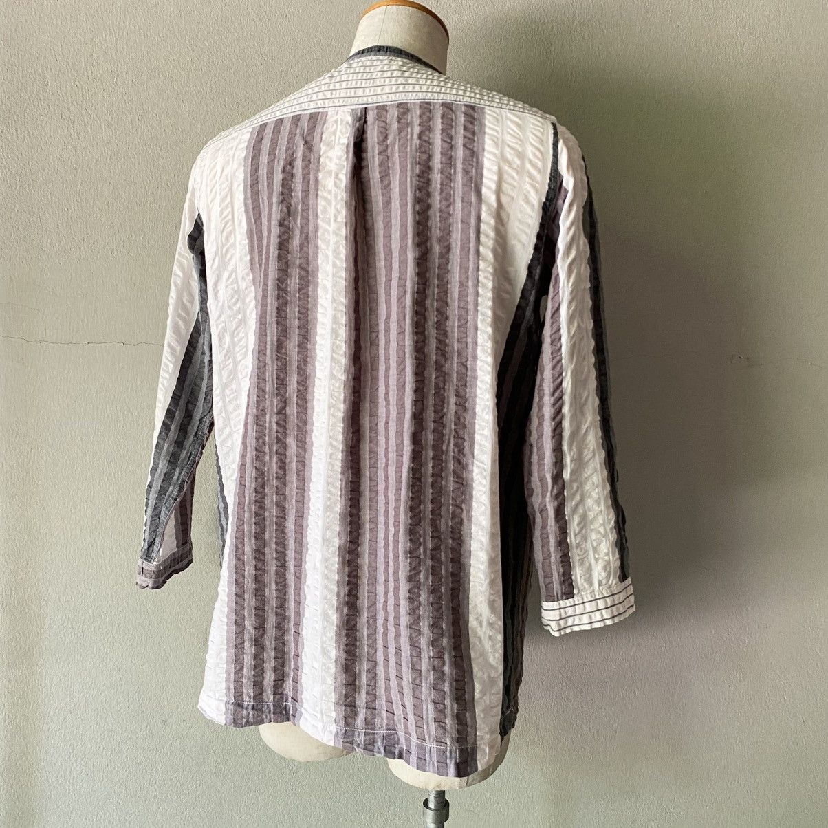 Y's Y's for living Striped Cotton Grandad Shirt Size US XL / EU 56 / 4 - 25 Thumbnail