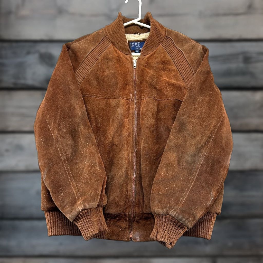 Vintage VINTAGE Condor Leather Jacket Mens 42 Brown Bomber Jacket Full Zip Lined 90s Western Style Size US XS / EU 42 / 0 - 1 Thumbnail