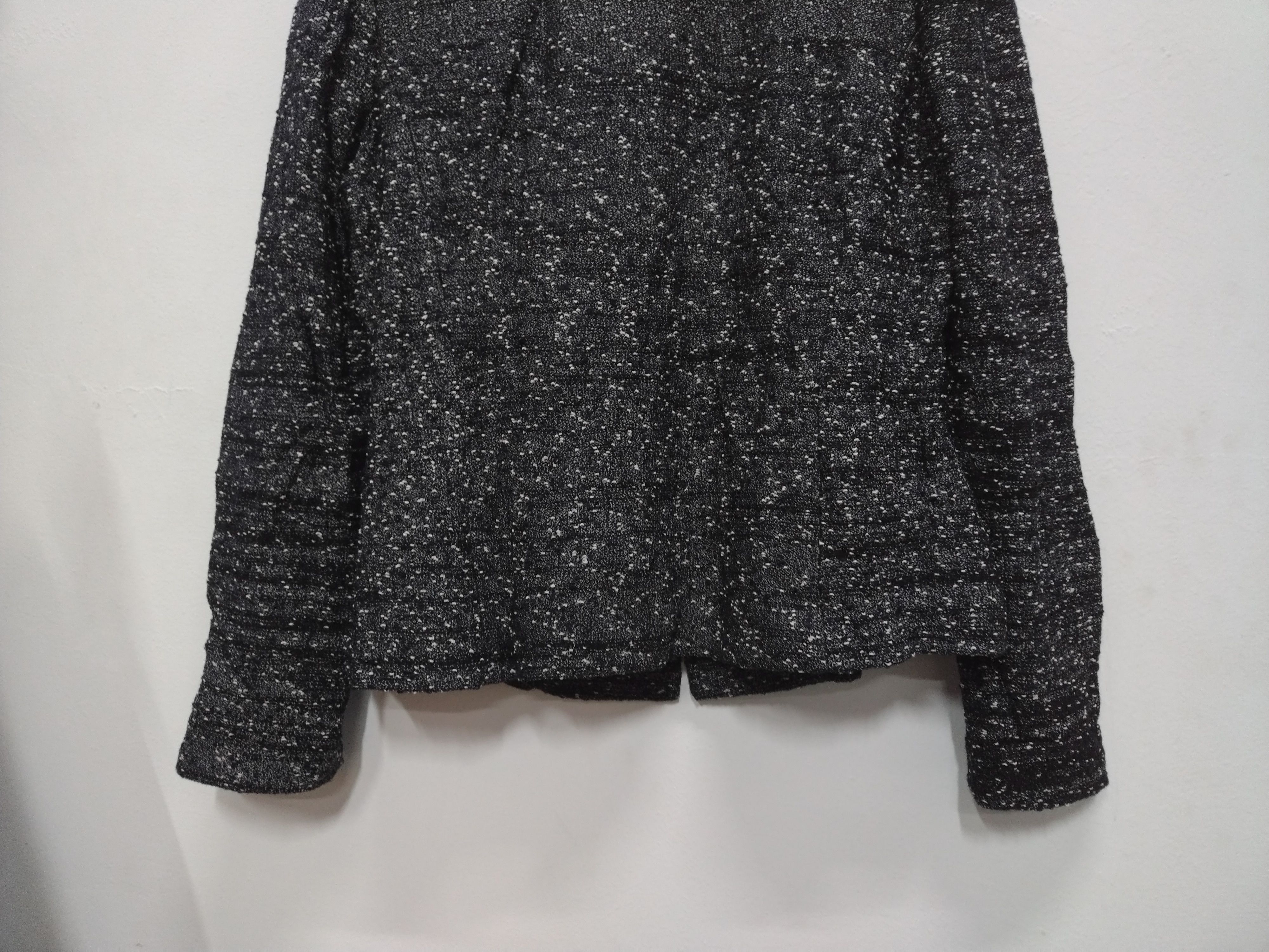 RARE maria mills tweed collarless wool + rayon zipper Jacket