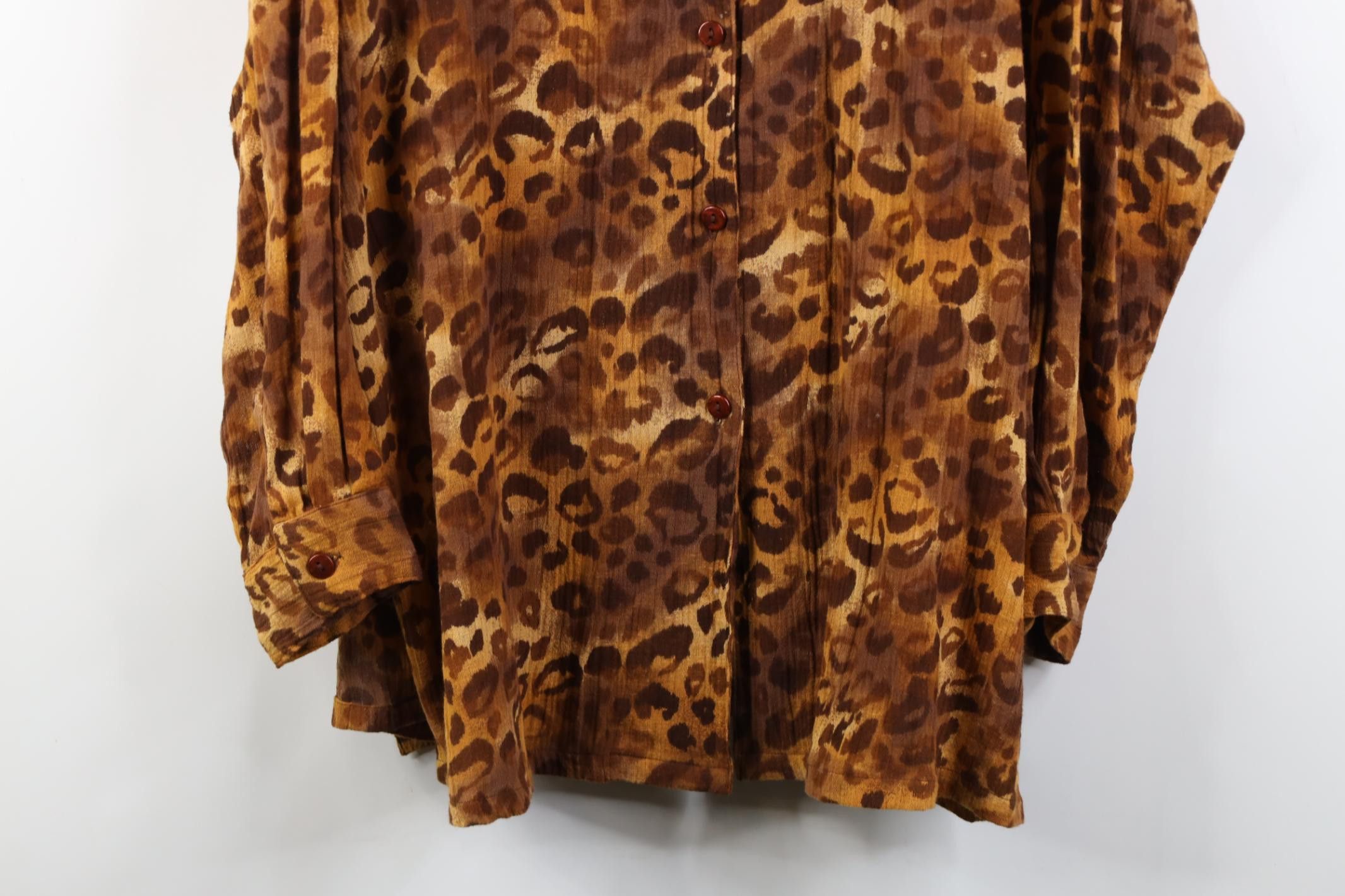 Vintage Vintage 90s Babydoll Cotton Leopard Cheetah Button Shirt Size XL / US 12-14 / IT 48-50 - 3 Thumbnail