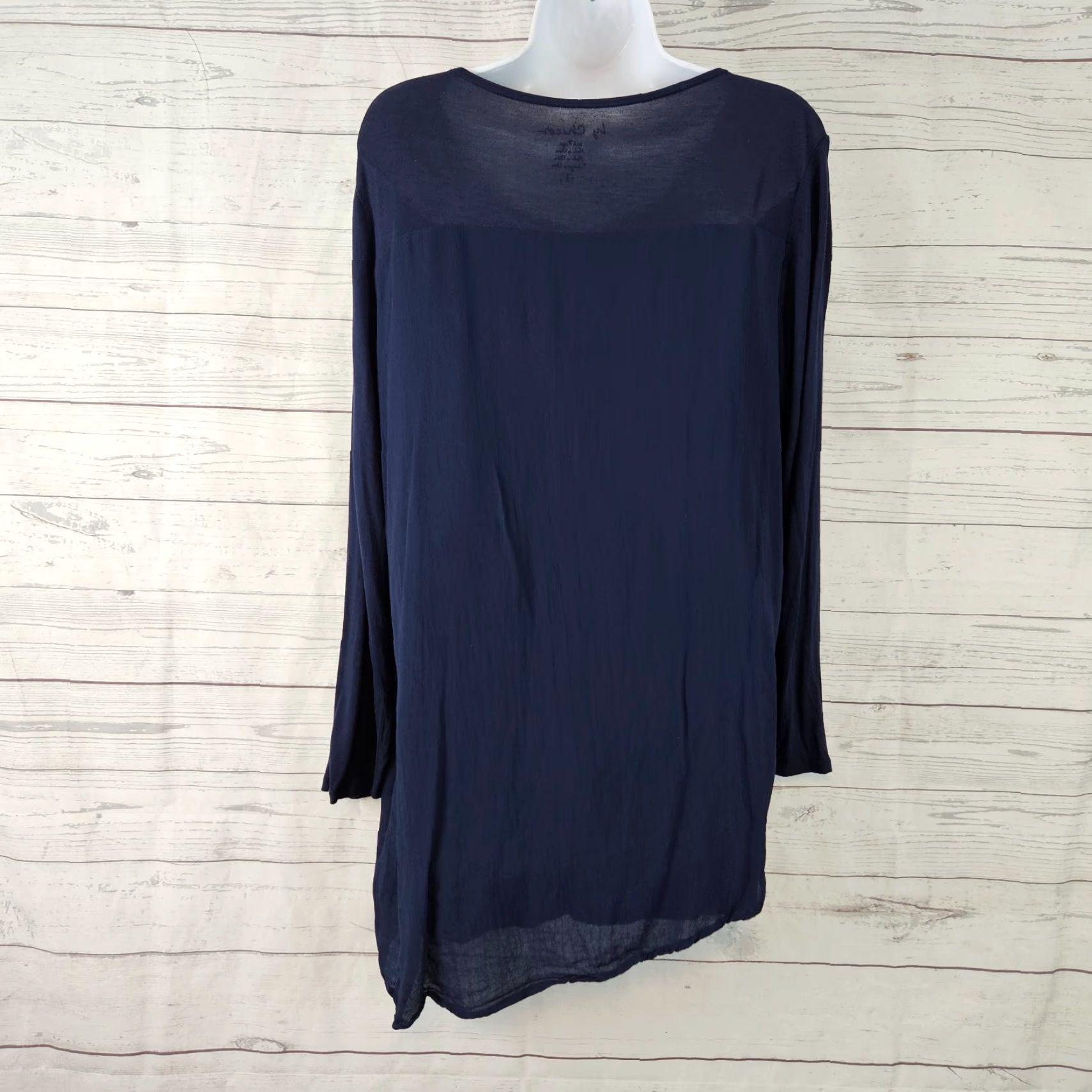 Vintage Chico's Womens Top L Solid Blue Layered Long Sleeve Asymmetrical Hem Shirt Womens L Blue 90s? Size L / US 10 / IT 46 - 3 Thumbnail