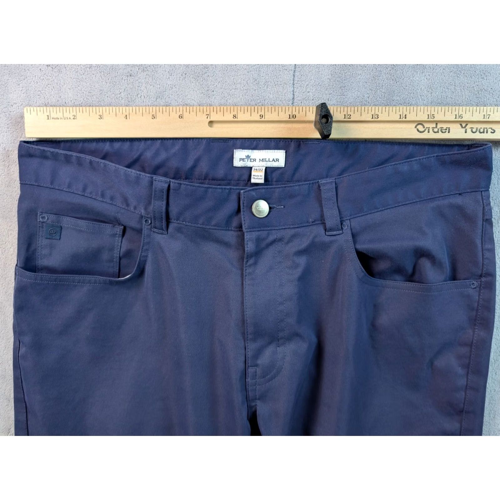 Peter Millar Peter Millar Pants Mens 34x32 Blue Eb66 Performance Chino Golf Casual Tech Sports Pants Mens Blue 34x32 Chino Straight 5-Pocket Regular/Adult Mens Size US 34 / EU 50 - 2 Thumbnail