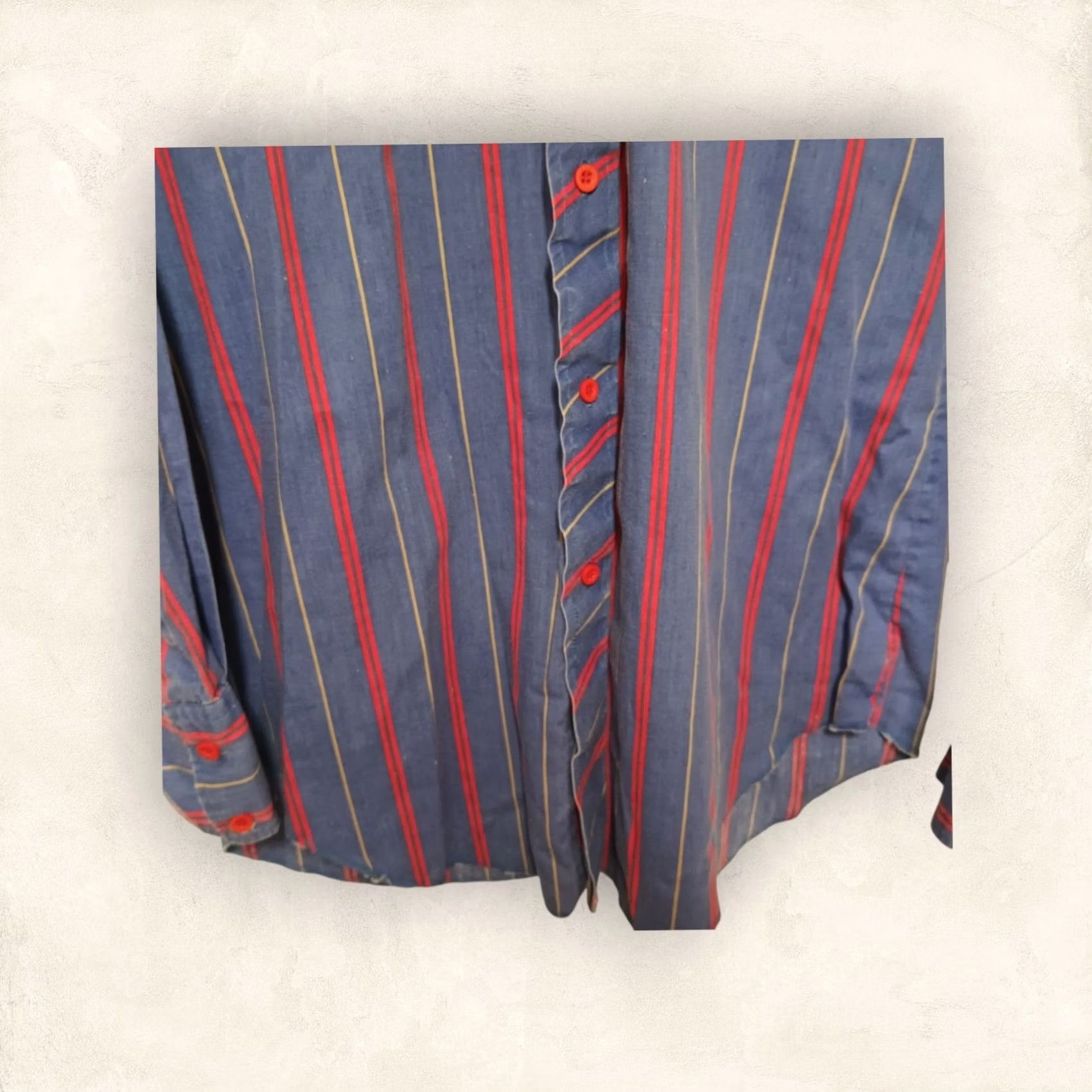 Vintage VINTAGE H Bar C Men’s Large Blue Stripe Red Button Longtail Western Shirt 16-35 Size US L / EU 52-54 / 3 - 6 Thumbnail