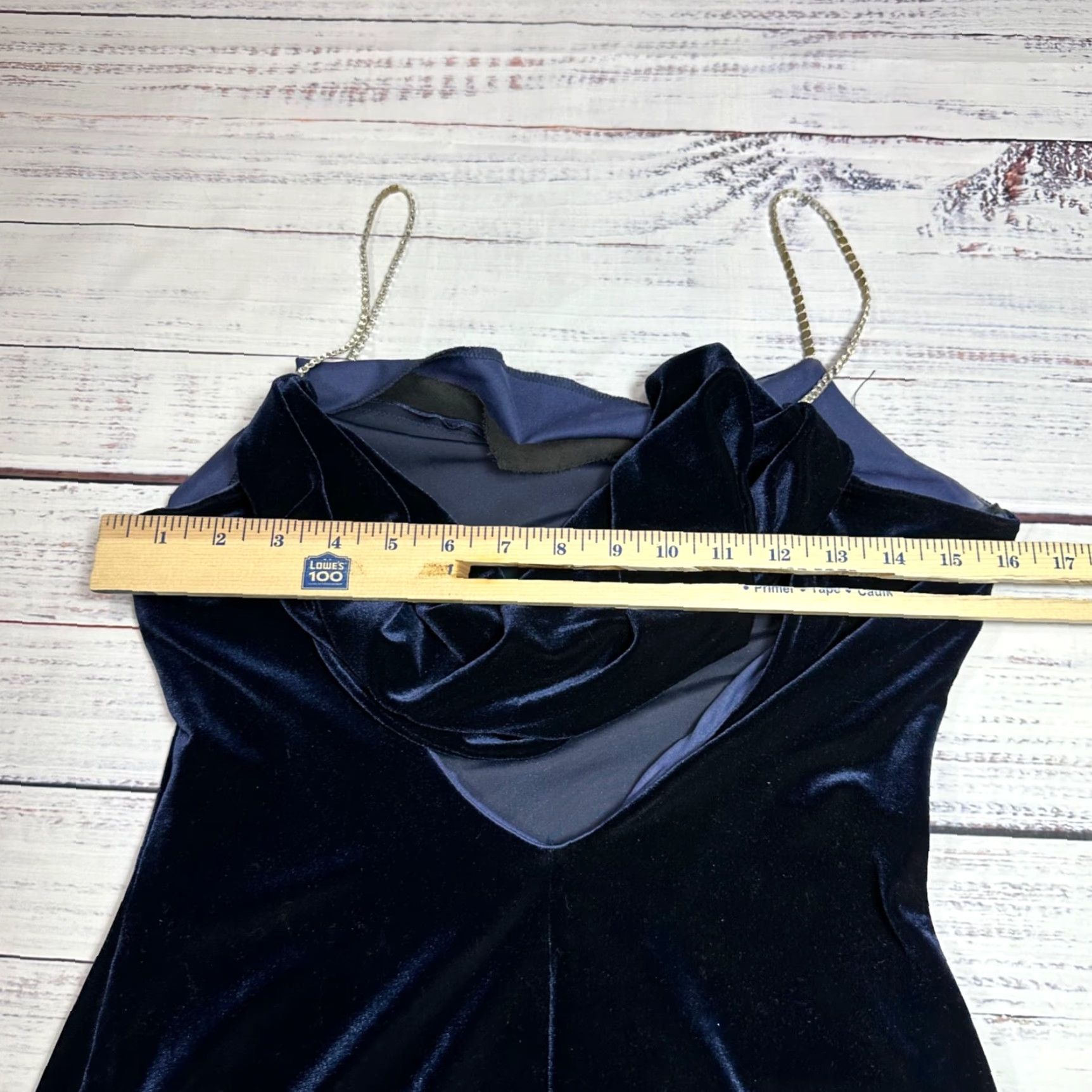 Velour Niki Livas Sleeveless Velour Long Dress Sz 8 Blue Draped Cutout Neck Maxi Dress Womens Velvet Niki by Niki Livas Size M / US 6-8 / IT 42-44 - 6 Thumbnail